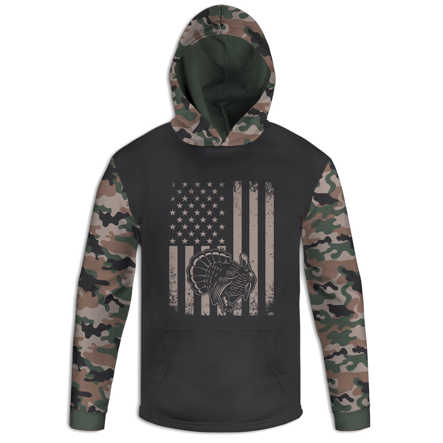 Men's Turkey Hunting & American Flag Camo Hoodie / T-Shirt / Long Sleeve Tee / Pullover / Sweatshirt