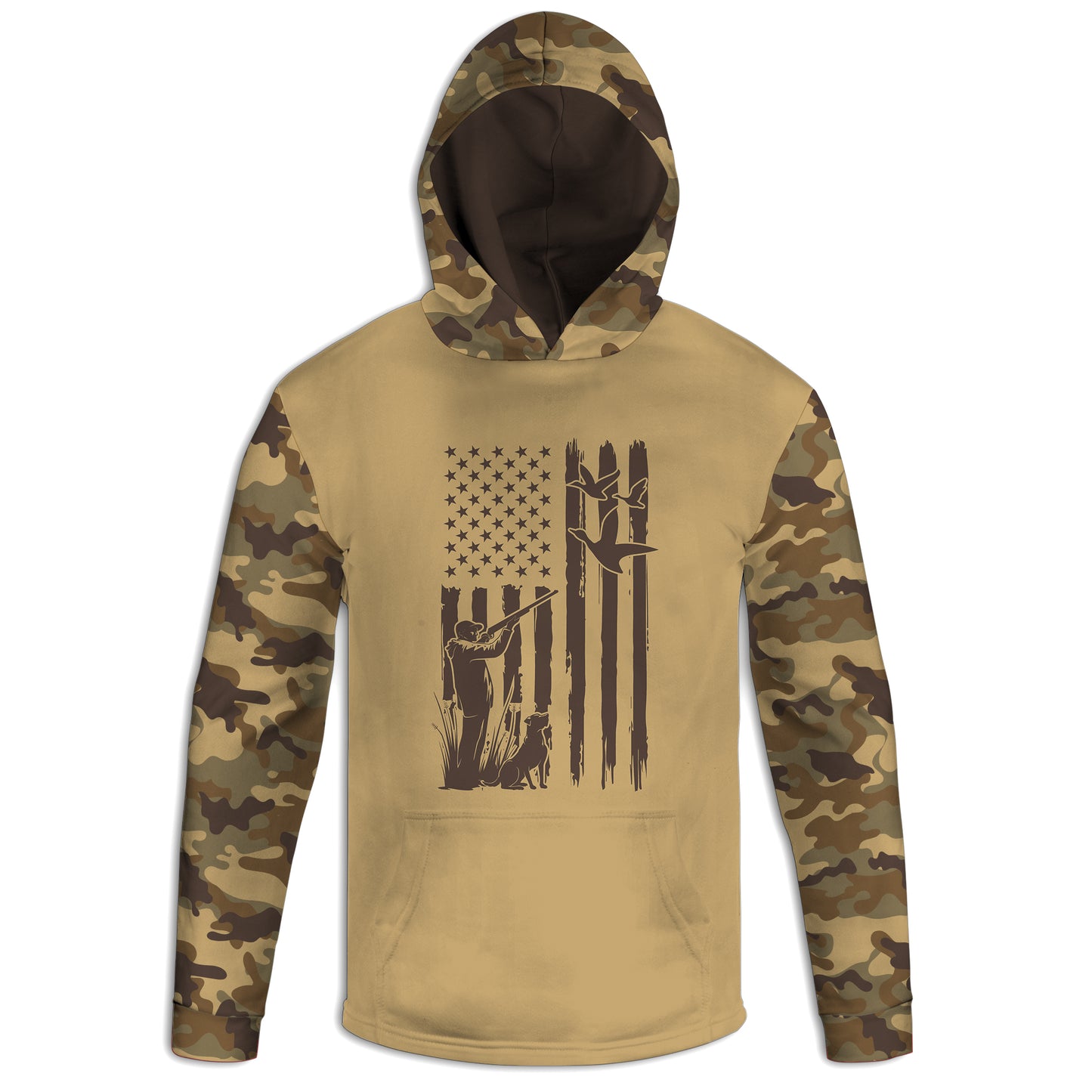Men's Duck Hunter and American Flag Army Camo Hoodie / T-Shirt / Long Sleeve Tee / Pullover / Sweatshirt