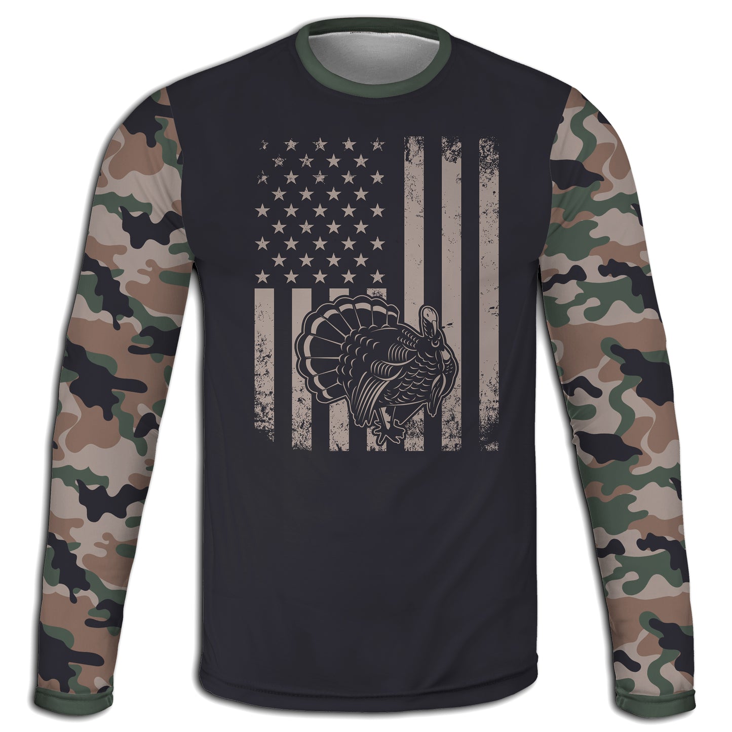Men's Turkey Hunting & American Flag Camo Hoodie / T-Shirt / Long Sleeve Tee / Pullover / Sweatshirt