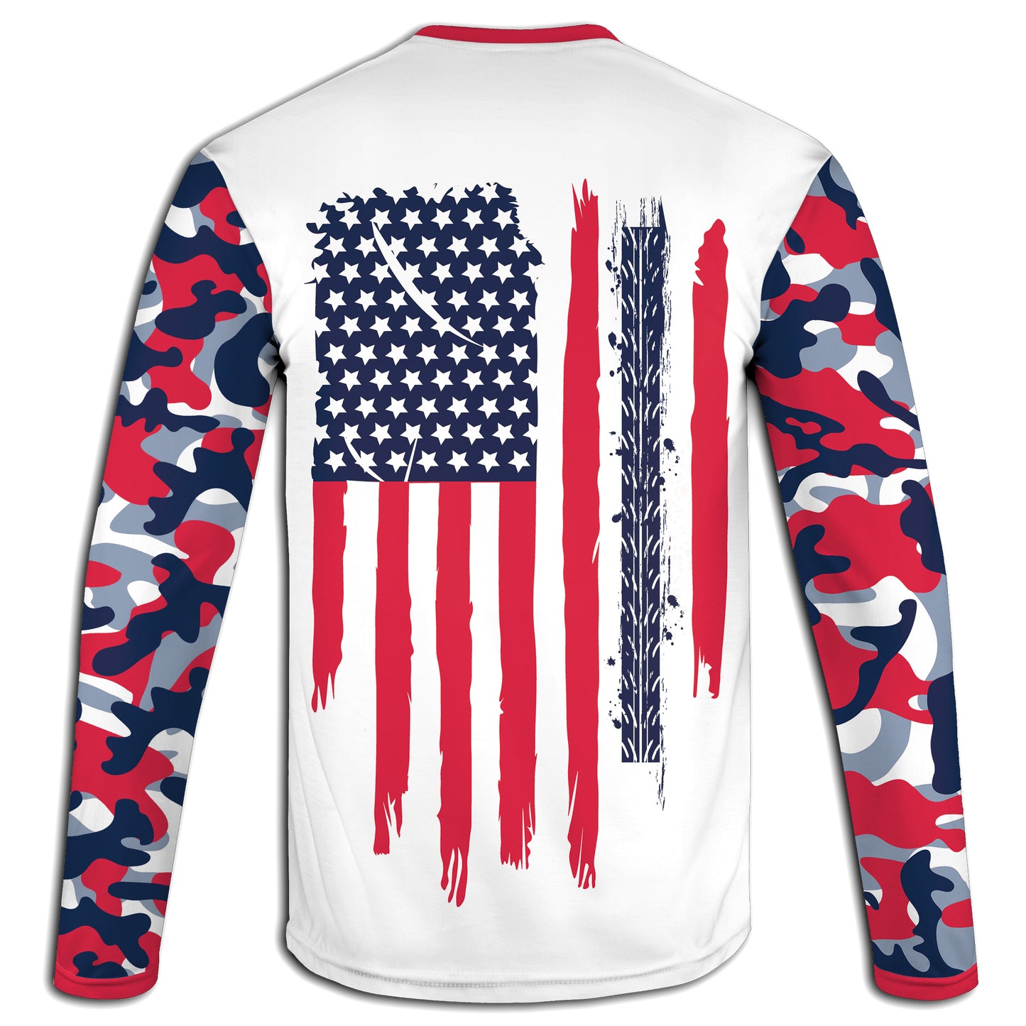 Men's Red White & Blue Motocross and American Flag Camo Hoodie / T-Shirt / Long Sleeve Tee / Pullover / Sweatshirt