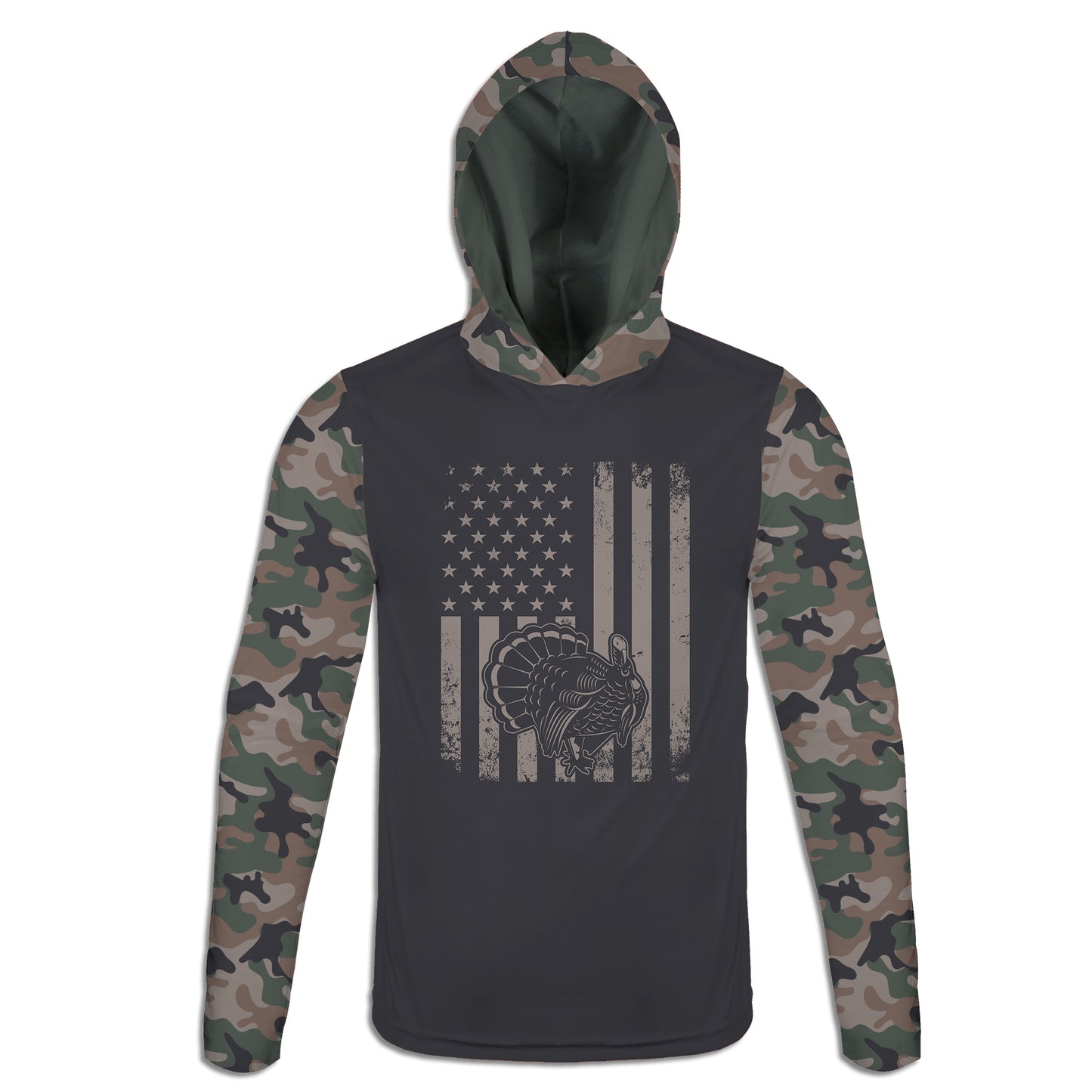 Men's Turkey Hunting & American Flag Camo Hoodie / T-Shirt / Long Sleeve Tee / Pullover / Sweatshirt