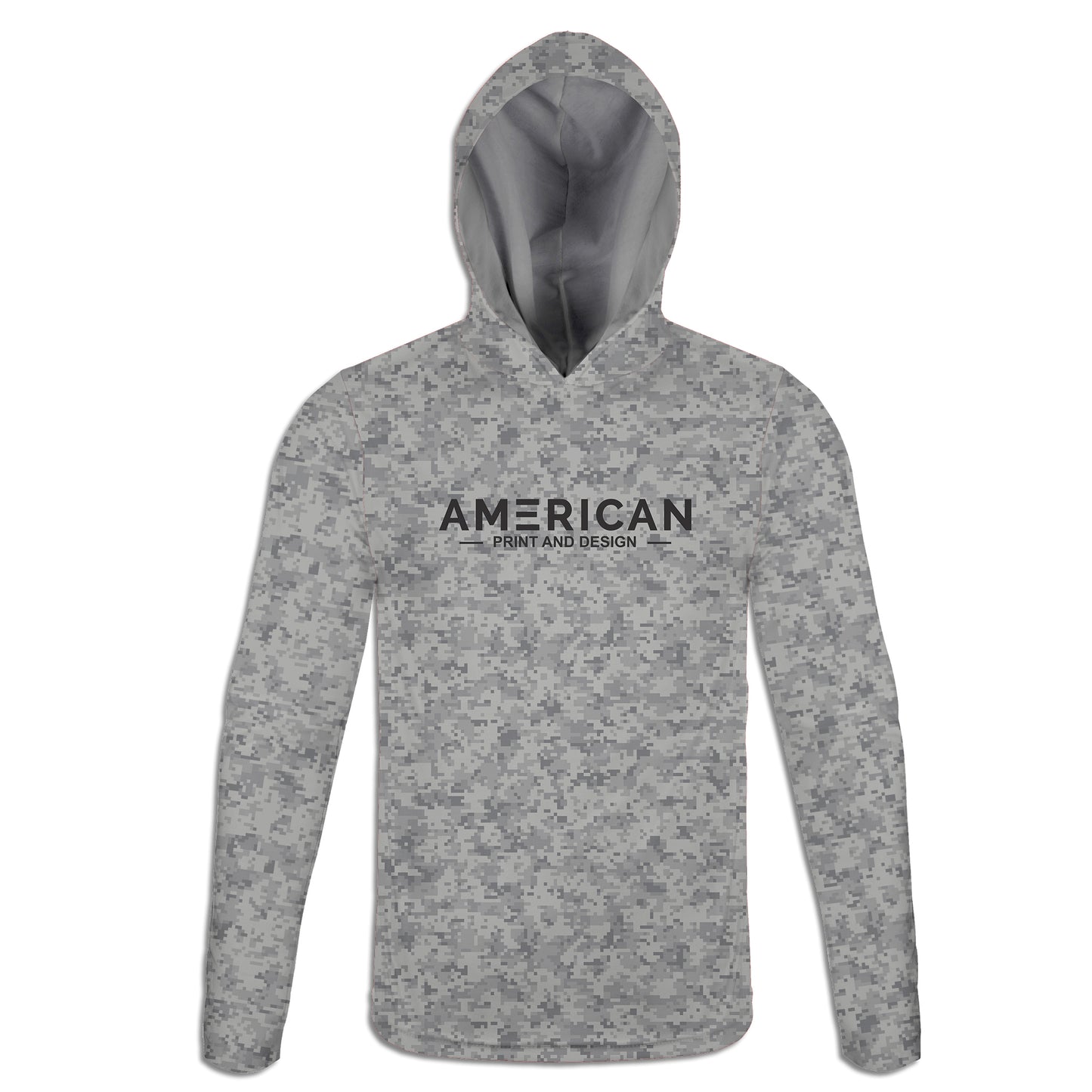 American Print and Design - Men's Camo Lightweight Long Sleeve Hoodie