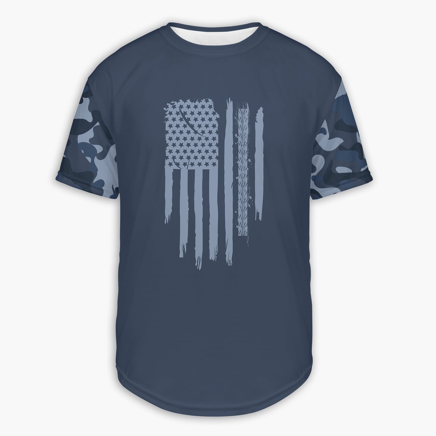 Men's Blue Camo American Flag & Tire Tracks Hoodie / T-Shirt / Long Sleeve Tee / Pullover / Sweatshirt