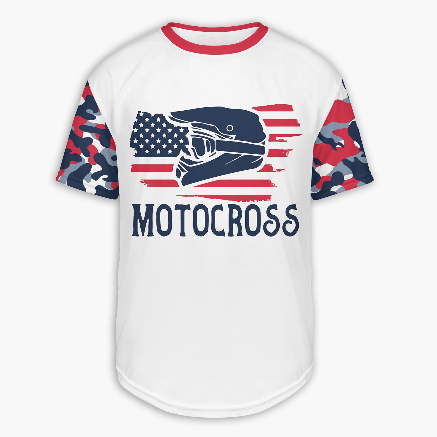 Men's Red White & Blue Motocross and American Flag Camo Hoodie / T-Shirt / Long Sleeve Tee / Pullover / Sweatshirt