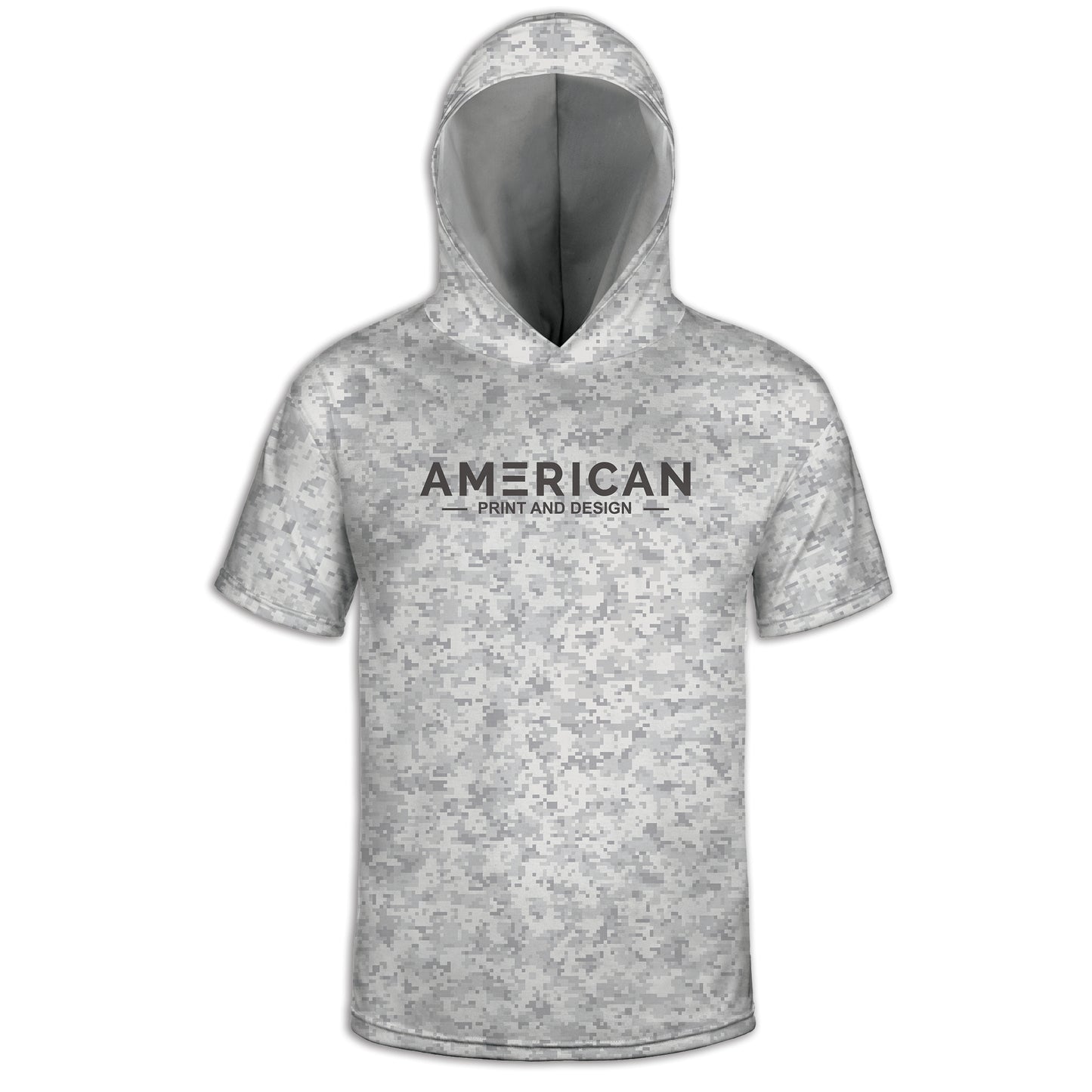 American Print and Design - Men's Camo Lightweight Short Sleeve Hoodie