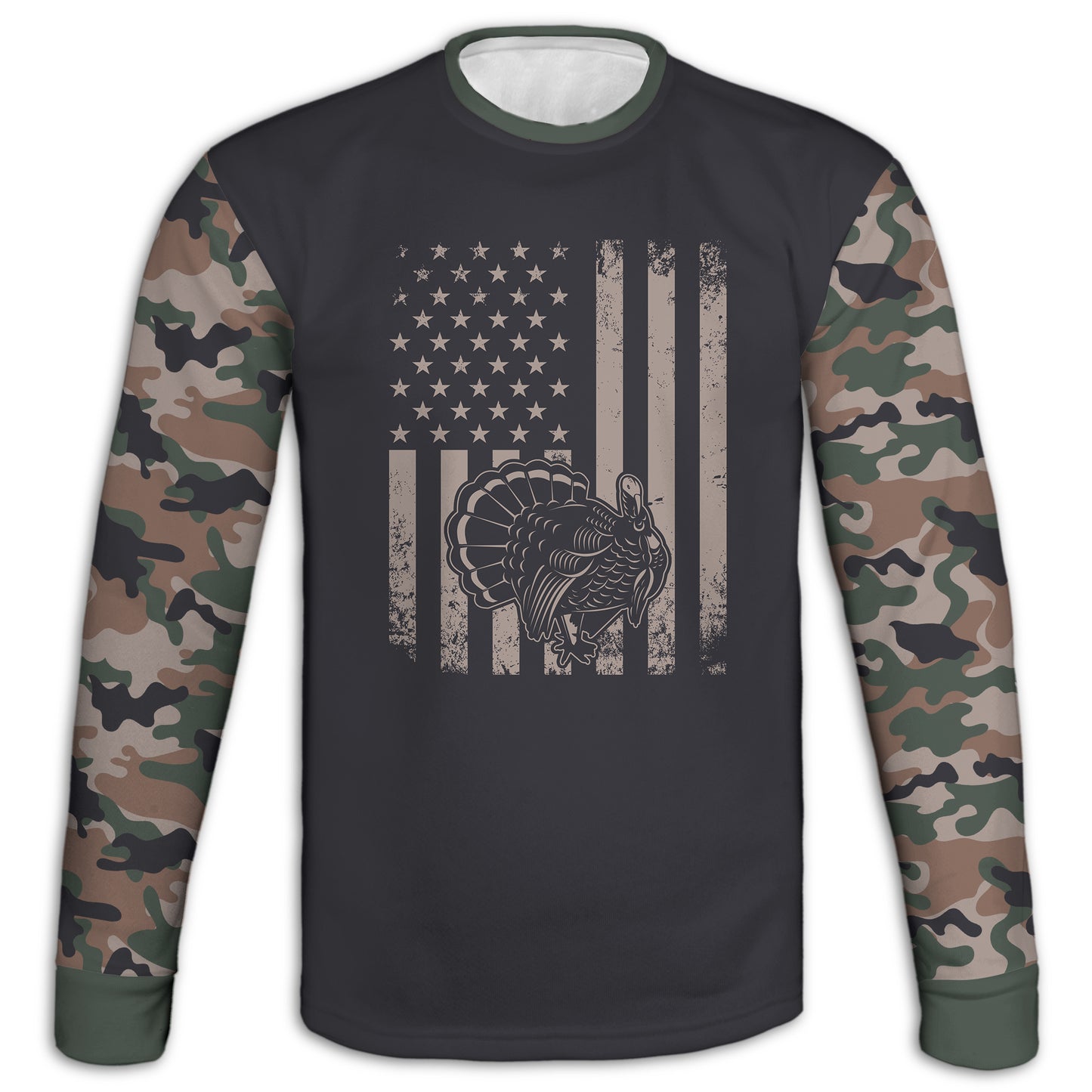 Men's Turkey Hunting & American Flag Camo Hoodie / T-Shirt / Long Sleeve Tee / Pullover / Sweatshirt