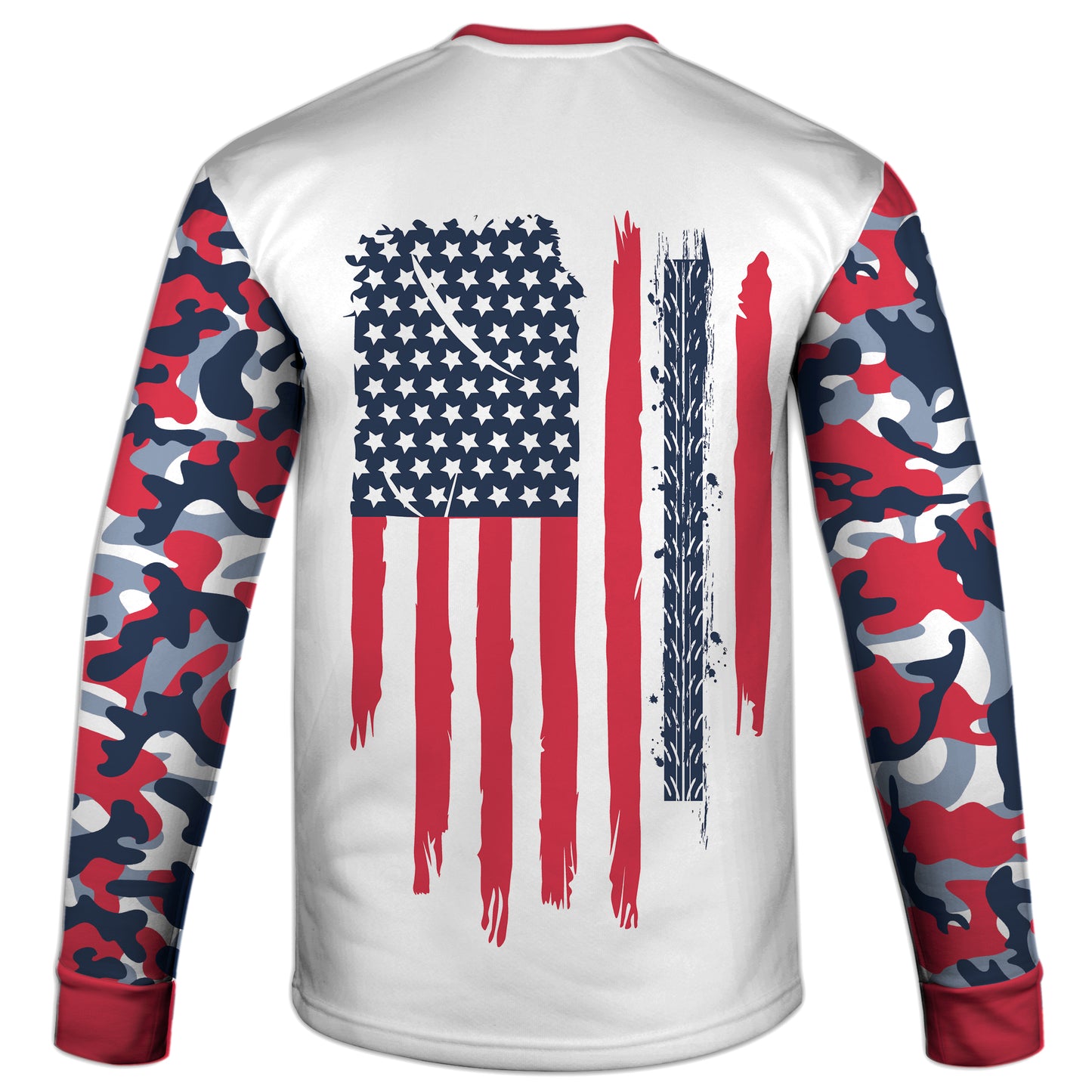 Men's Red White & Blue Motocross and American Flag Camo Hoodie / T-Shirt / Long Sleeve Tee / Pullover / Sweatshirt