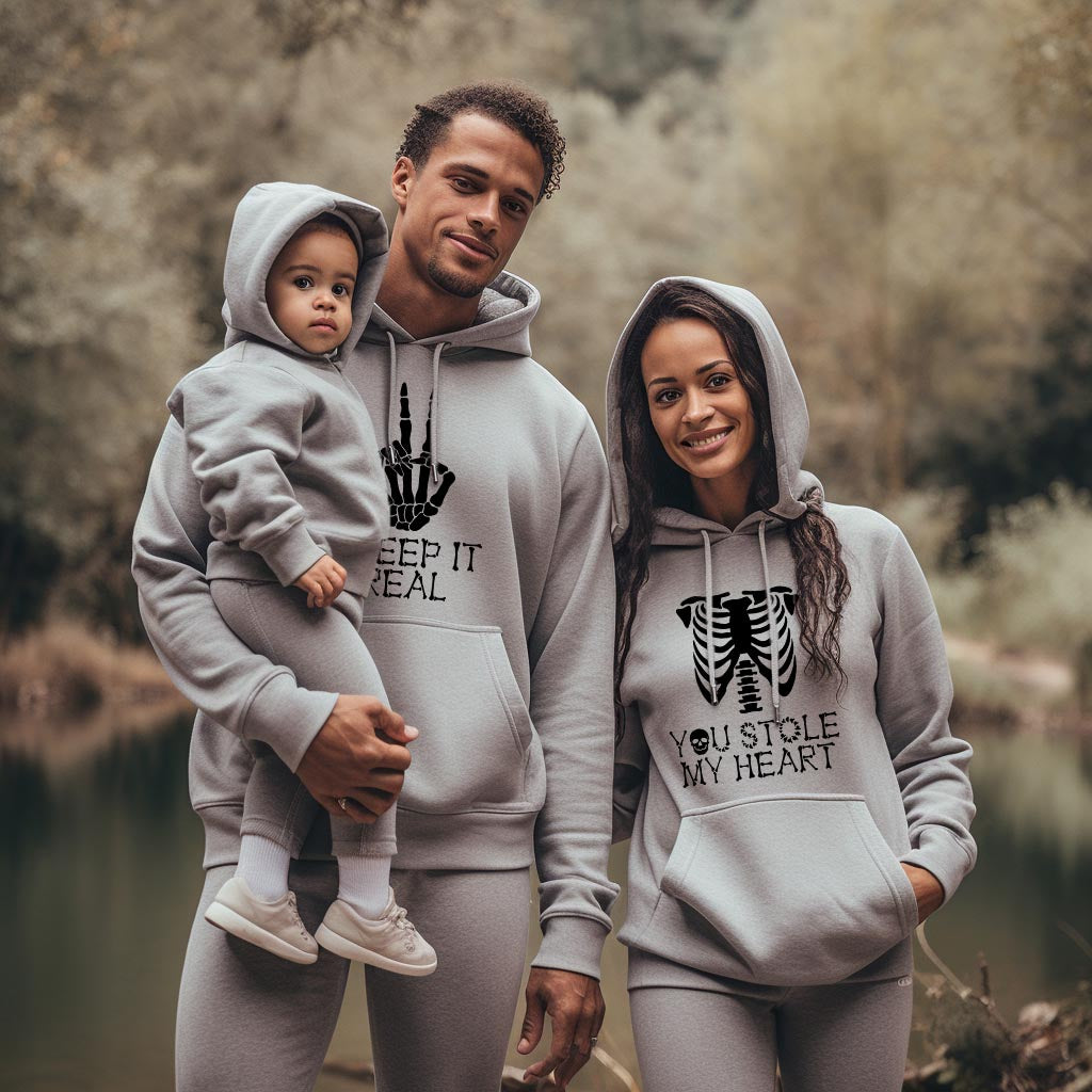 Skeleton Group / Family Grey Halloween Hoodies
