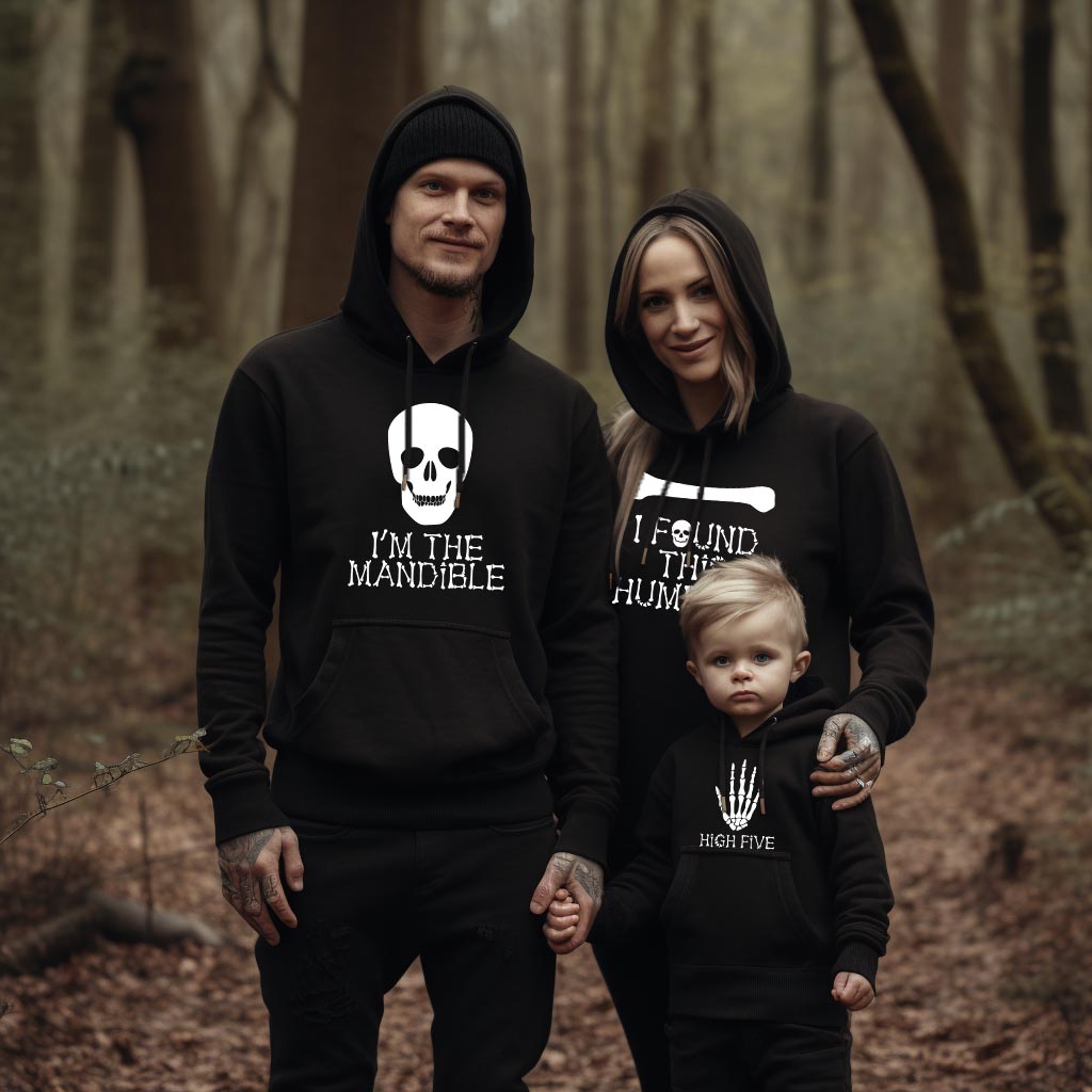 Skeleton Group / Family Black Halloween Hoodies