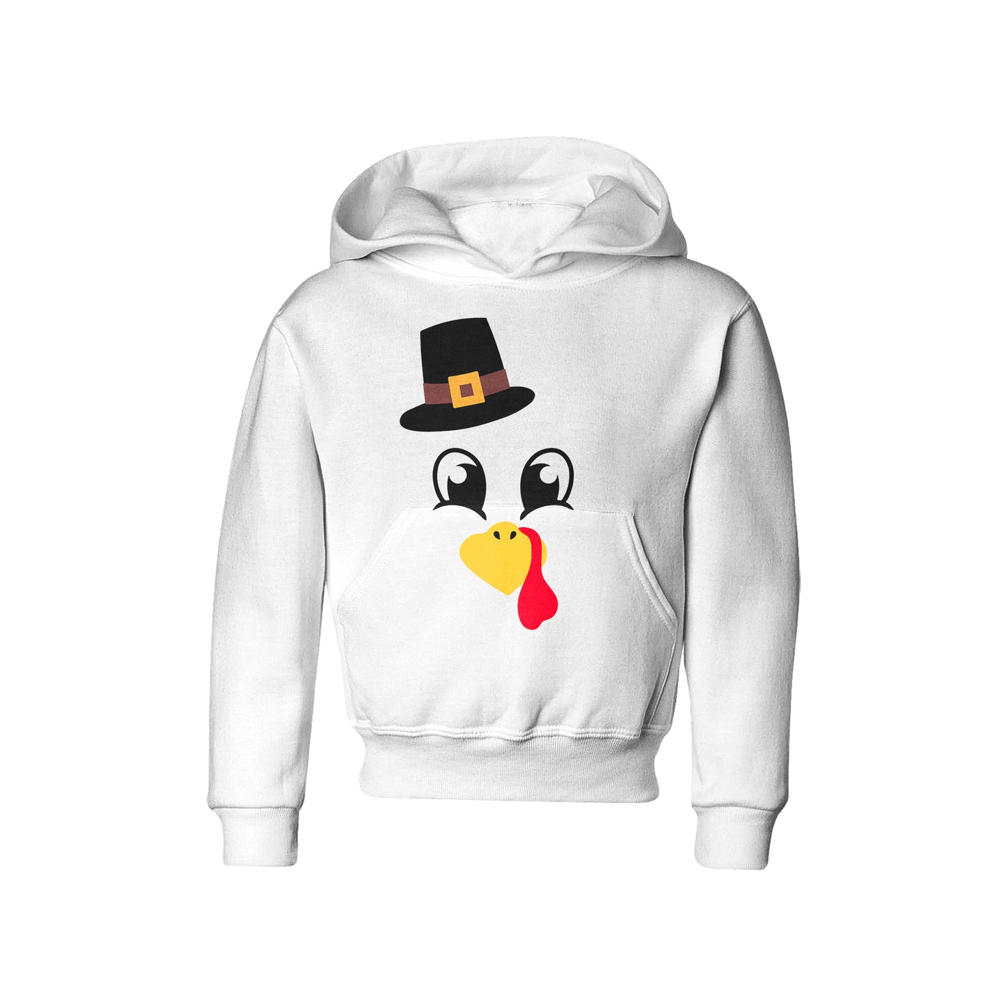 Turkey Faces - White Thanksgiving Hoodies - Youth Size