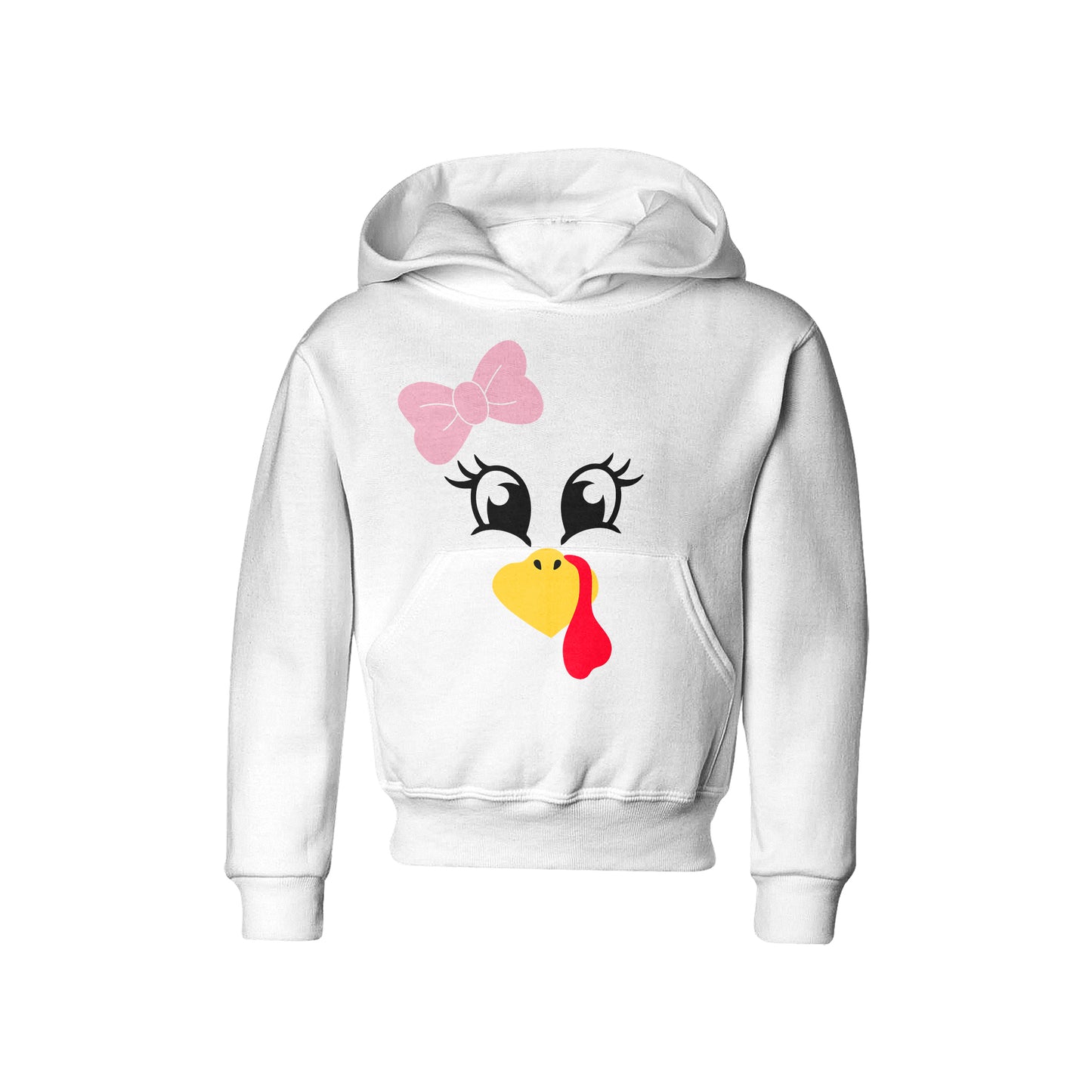 Turkey Faces - White Thanksgiving Hoodies - Youth Size