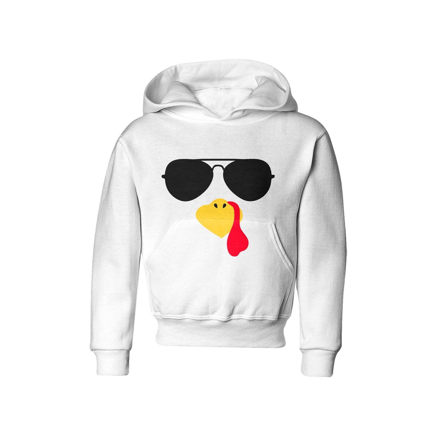 Turkey Faces - White Thanksgiving Hoodies - Youth Size
