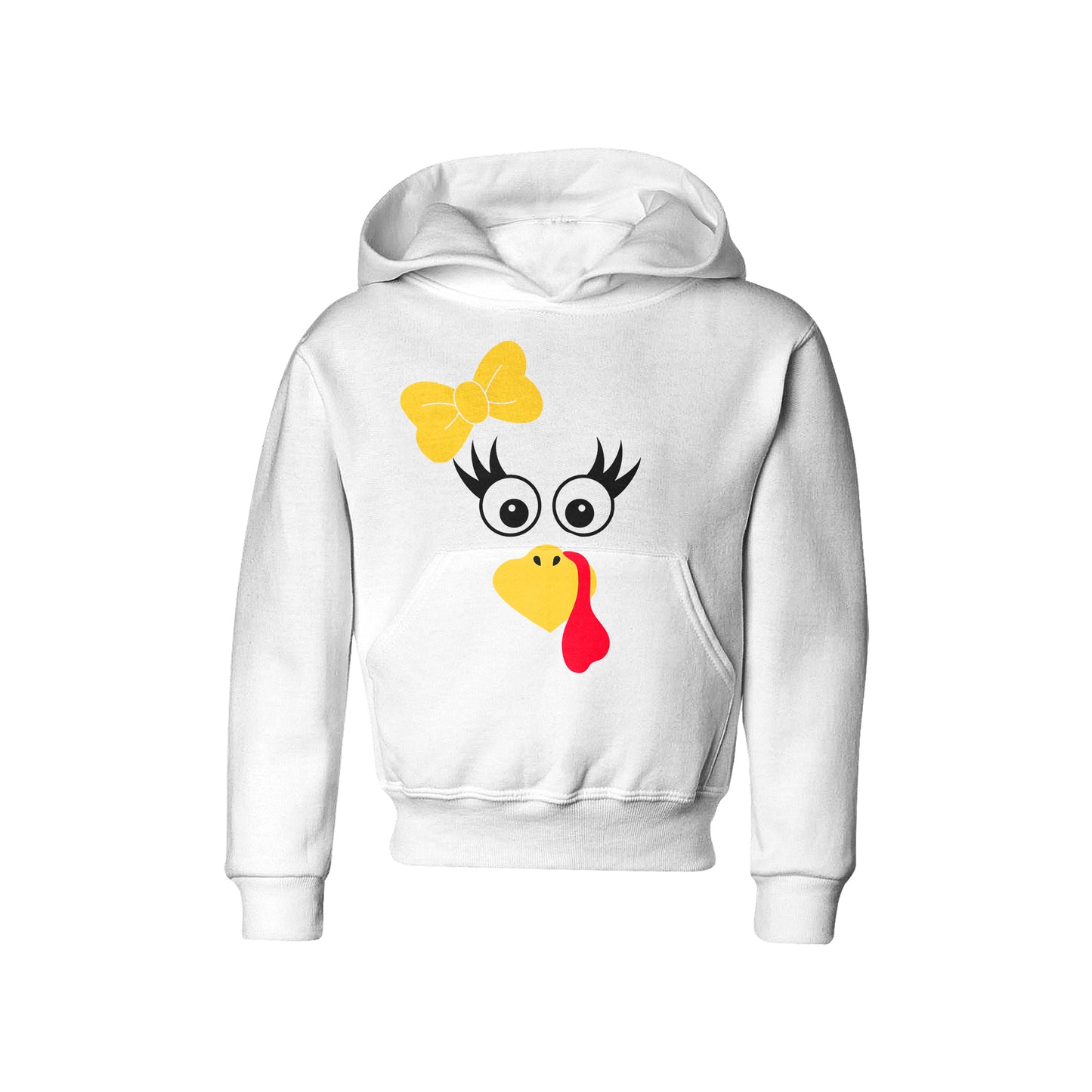 Turkey Faces - White Thanksgiving Hoodies - Youth Size
