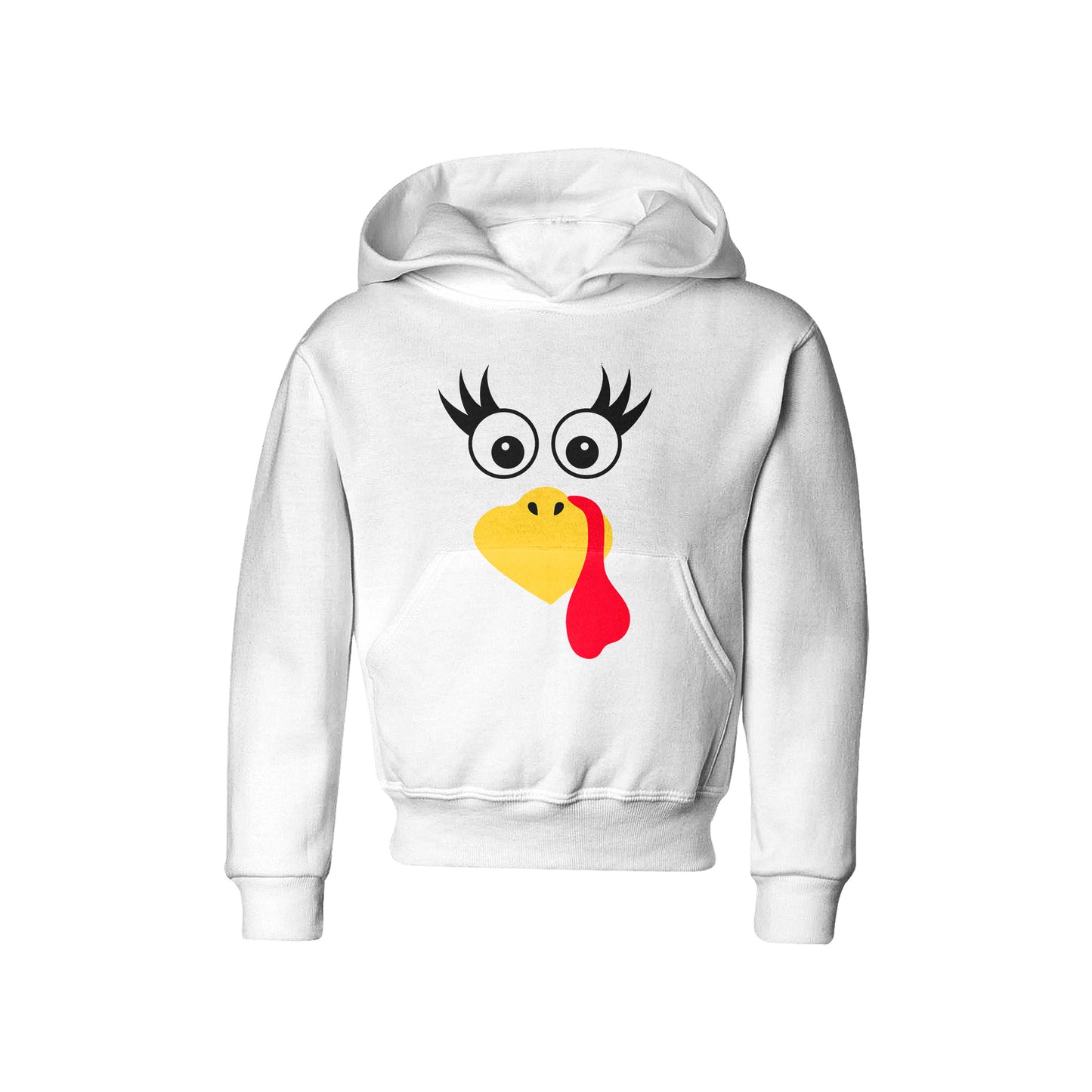 Turkey Faces - White Thanksgiving Hoodies - Youth Size
