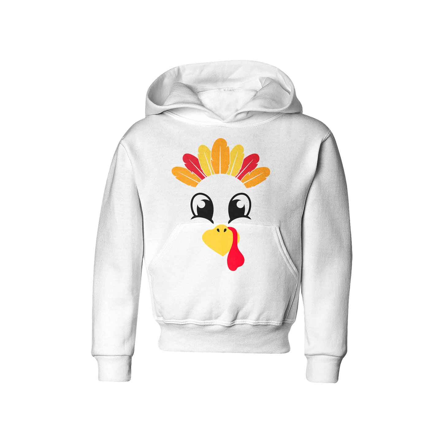 Turkey Faces - White Thanksgiving Hoodies - Youth Size