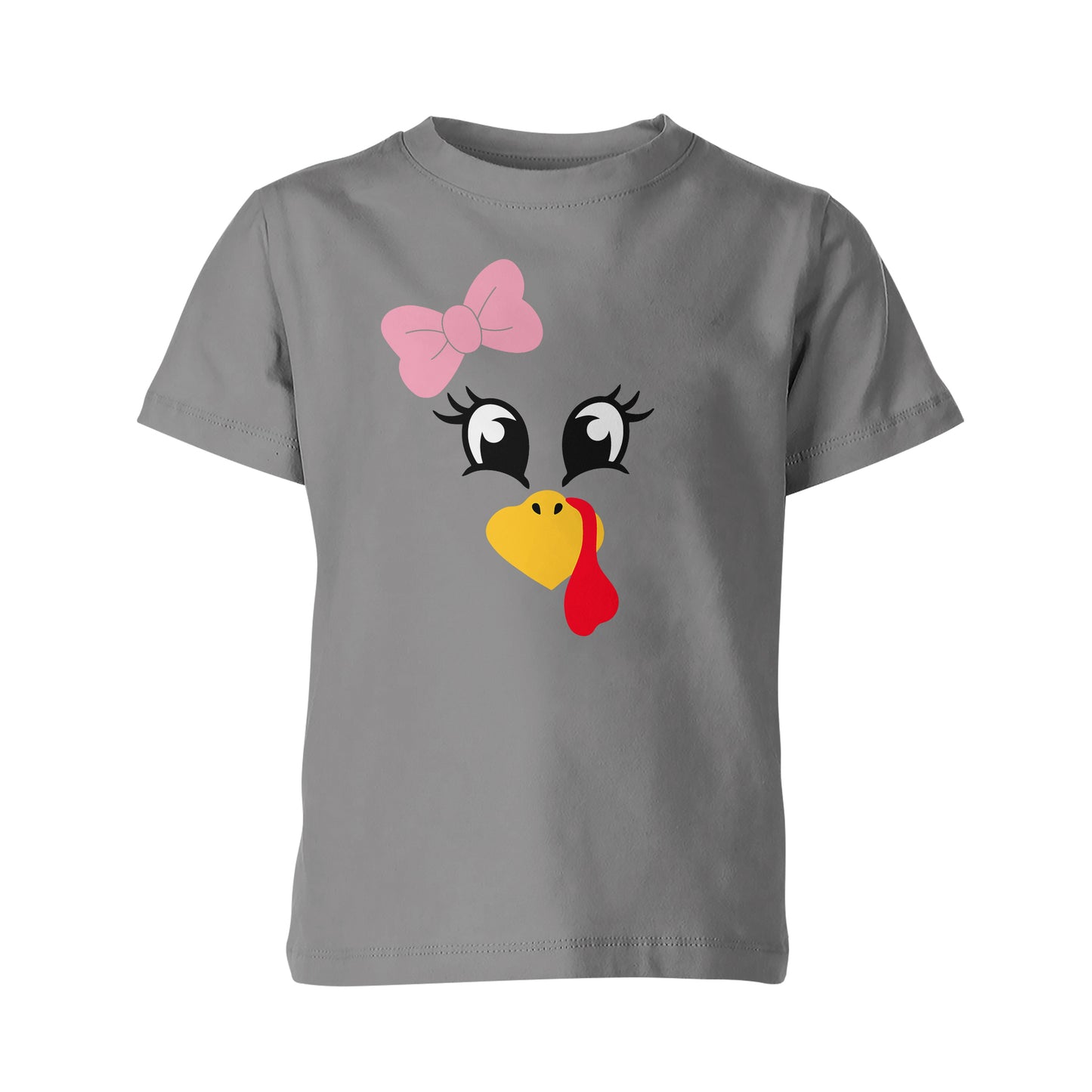 Turkey Faces - Grey Thanksgiving T-Shirt - Youth Size