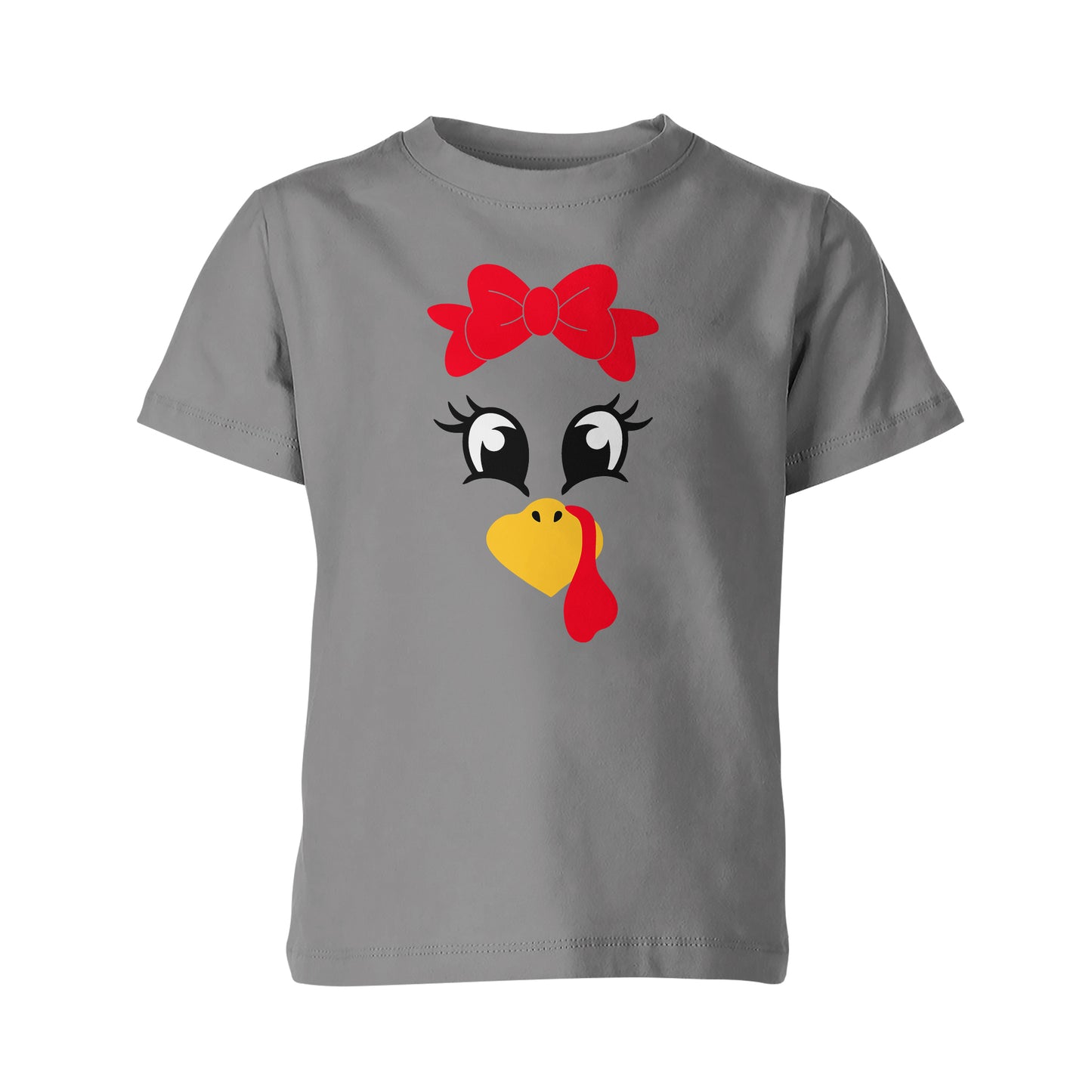 Turkey Faces - Grey Thanksgiving T-Shirt - Youth Size