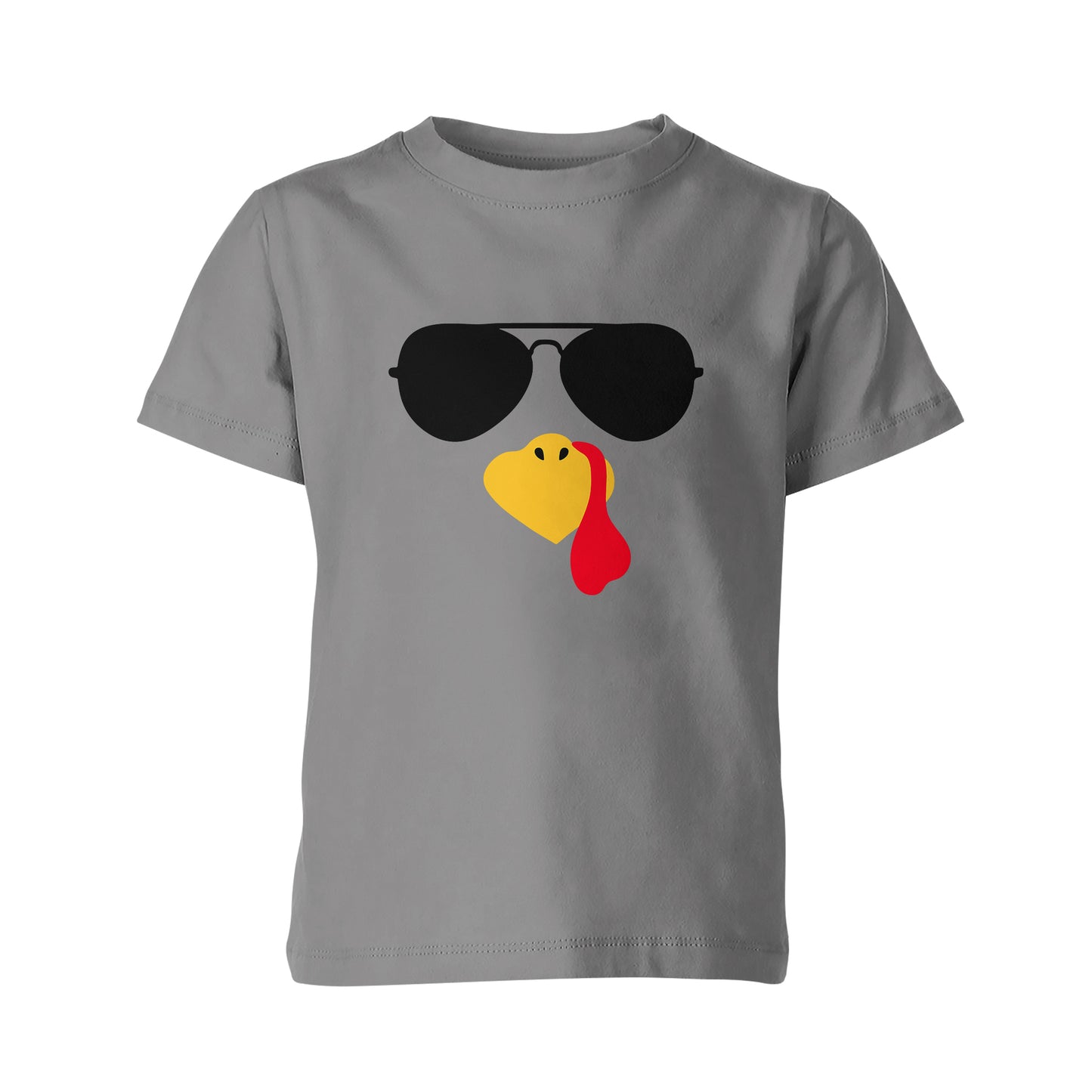 Turkey Faces - Grey Thanksgiving T-Shirt - Youth Size