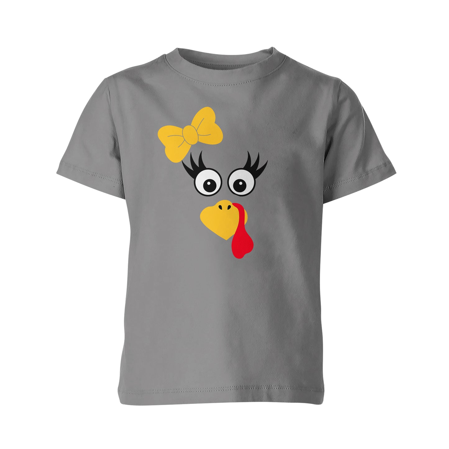 Turkey Faces - Grey Thanksgiving T-Shirt - Youth Size