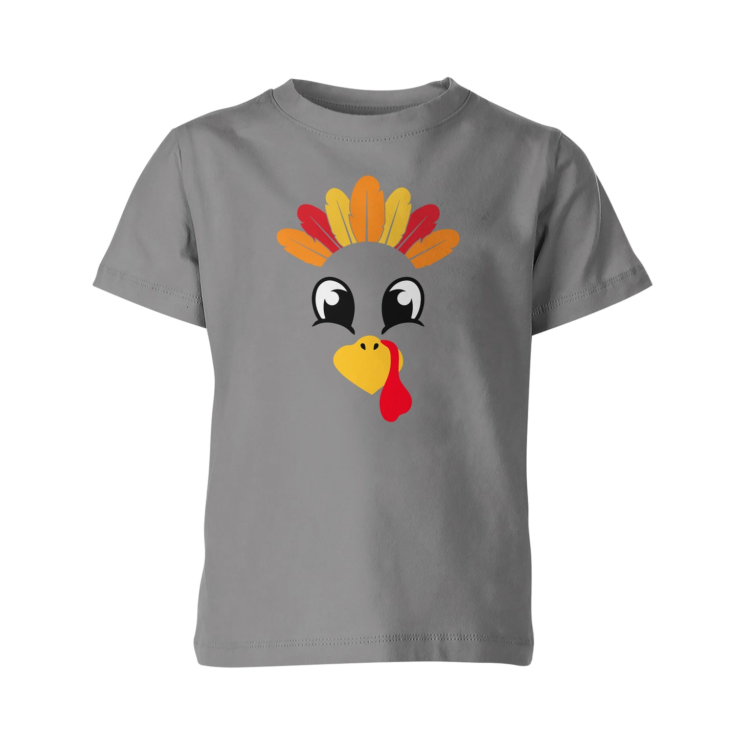 Turkey Faces - Grey Thanksgiving T-Shirt - Youth Size