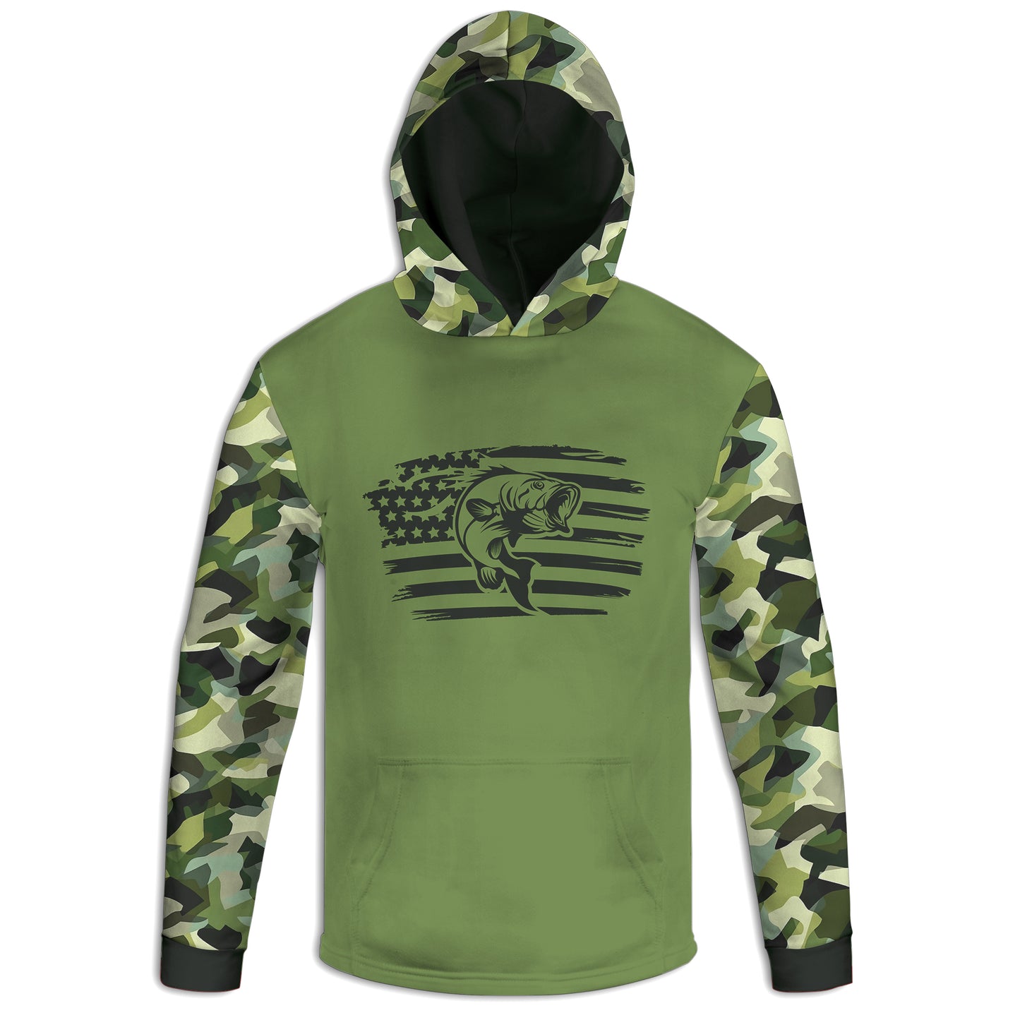 Men's Bass Fishing Flag CAMO HOODIE / T-SHIRT / LONG SLEEVE TEE / PULLOVER / SWEATSHIRT