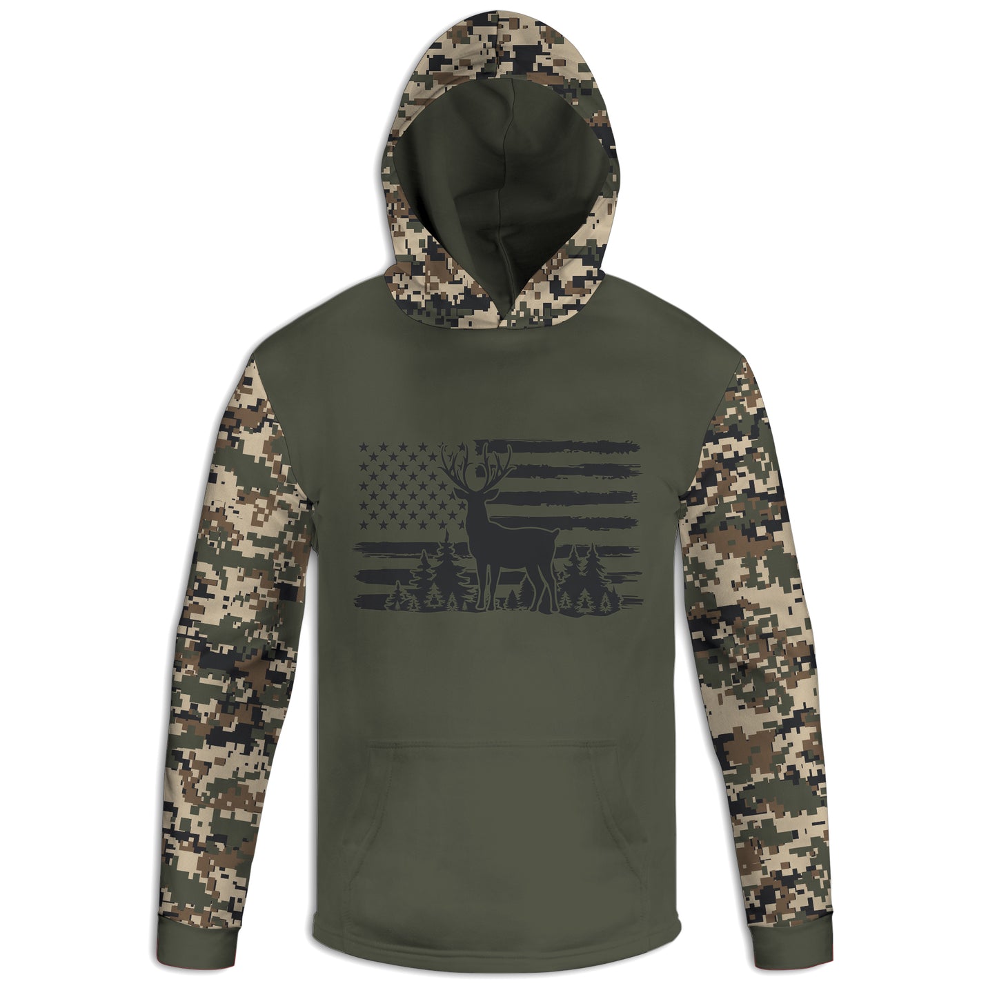 Men's Buck Flag CAMO HOODIE / T-SHIRT / LONG SLEEVE TEE / PULLOVER / SWEATSHIRT