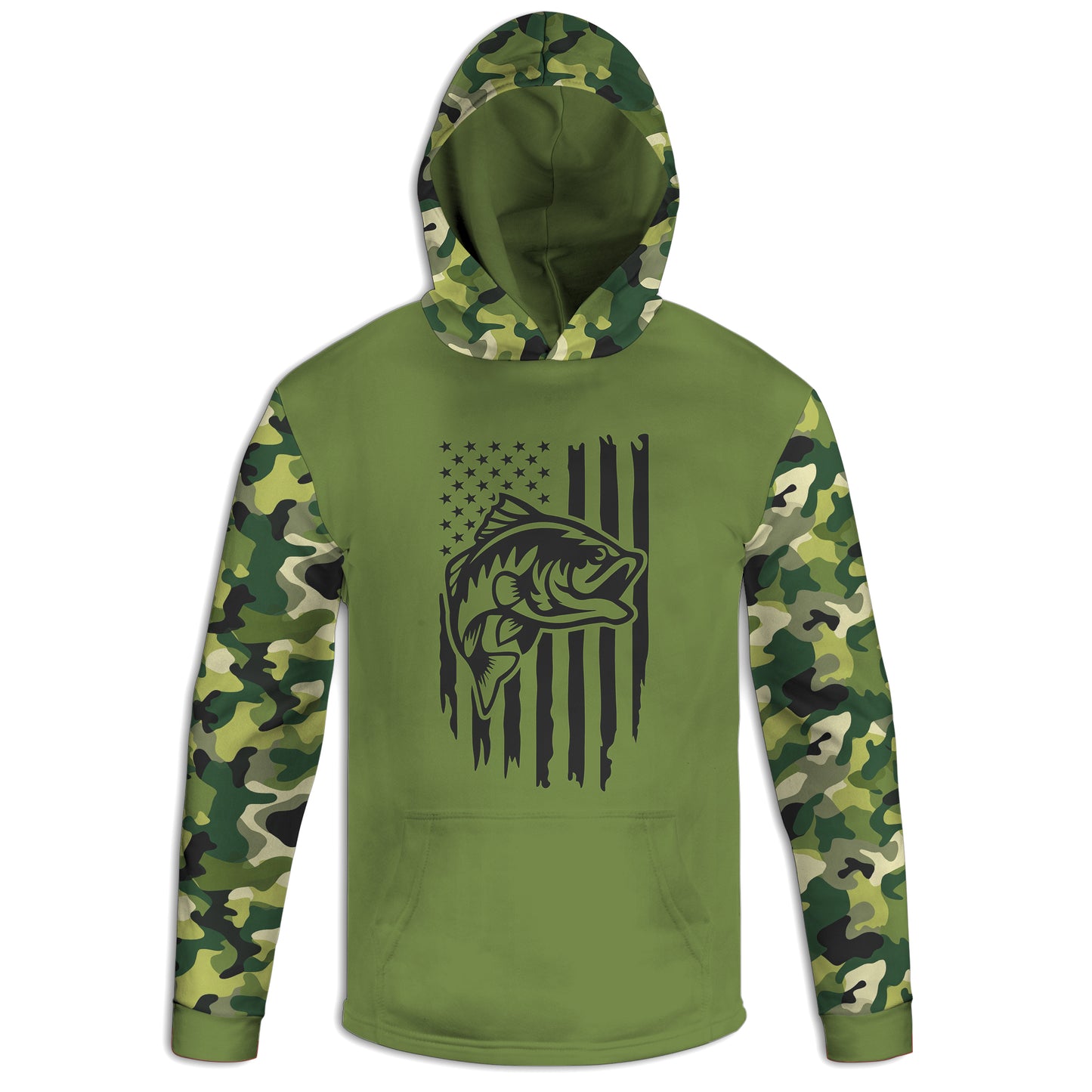 Men's Bass Fishing Flag CAMO HOODIE / T-SHIRT / LONG SLEEVE TEE / PULLOVER / SWEATSHIRT