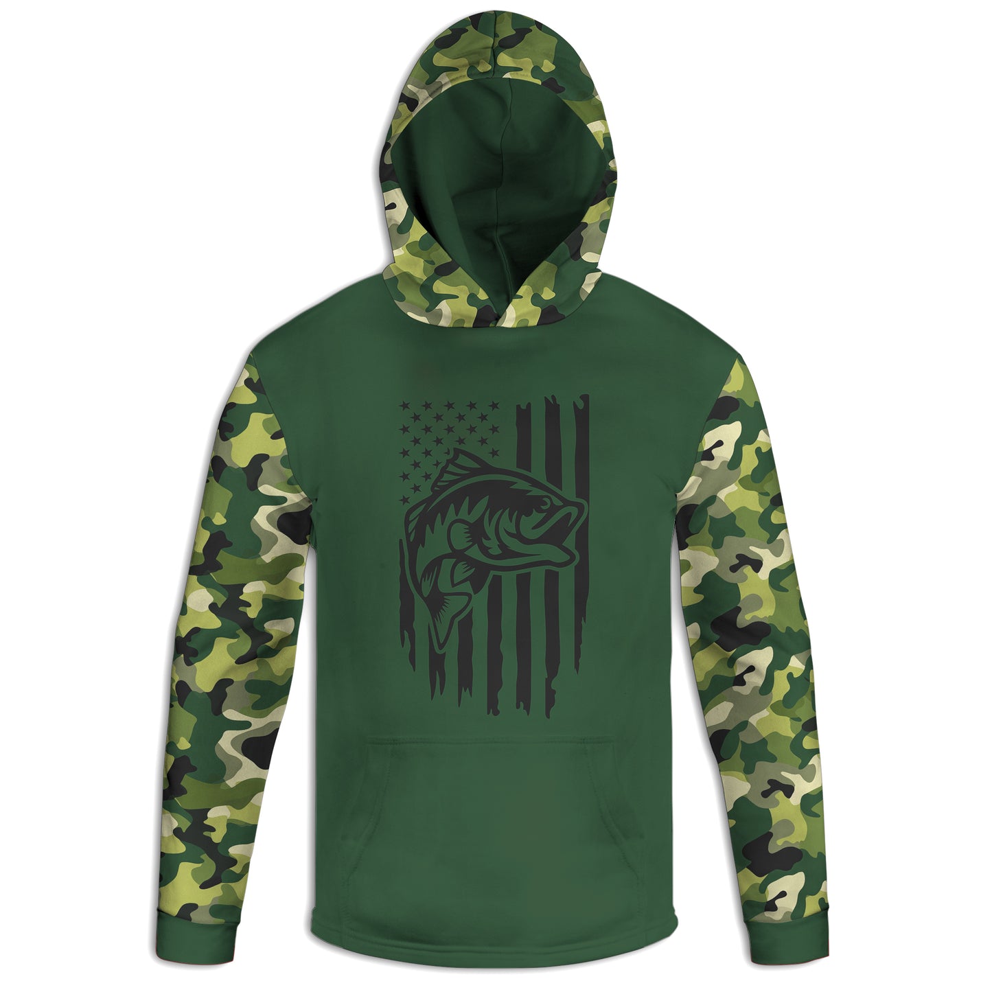 Men's Bass Fishing Flag CAMO HOODIE / T-SHIRT / LONG SLEEVE TEE / PULLOVER / SWEATSHIRT
