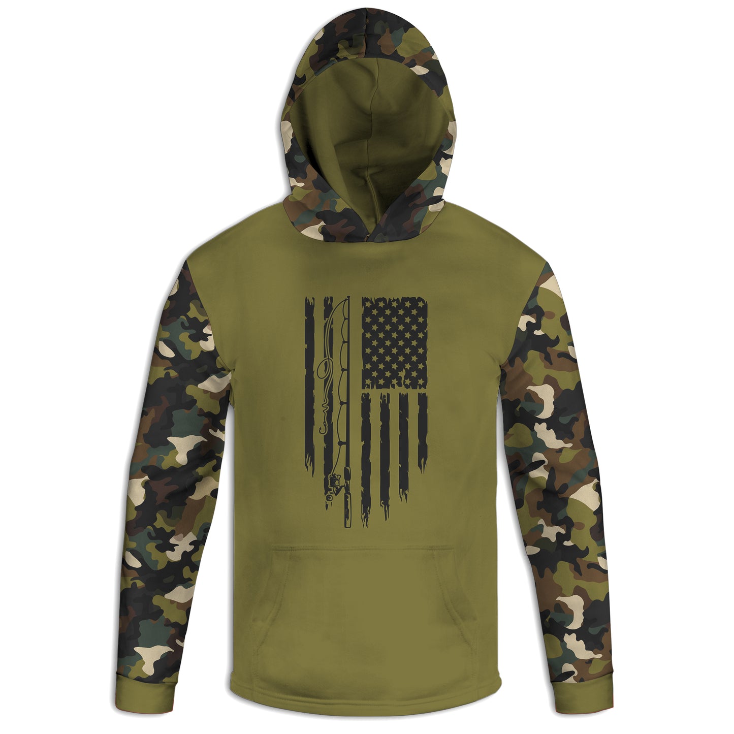 Men's Fishing Pole Flag CAMO HOODIE / T-SHIRT / LONG SLEEVE TEE / PULLOVER / SWEATSHIRT