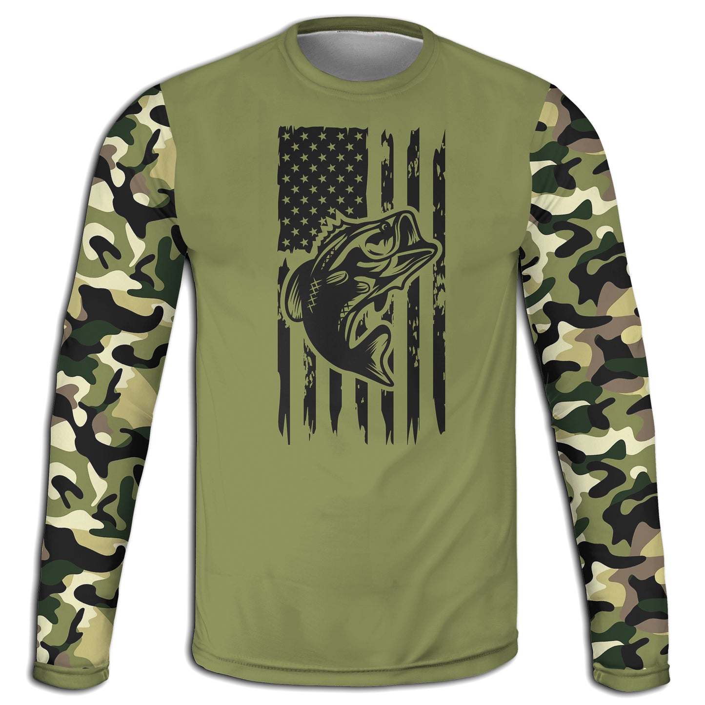 Men's Bass Fisherman Camo HOODIE / T-SHIRT / LONG SLEEVE TEE / PULLOVER / SWEATSHIRT