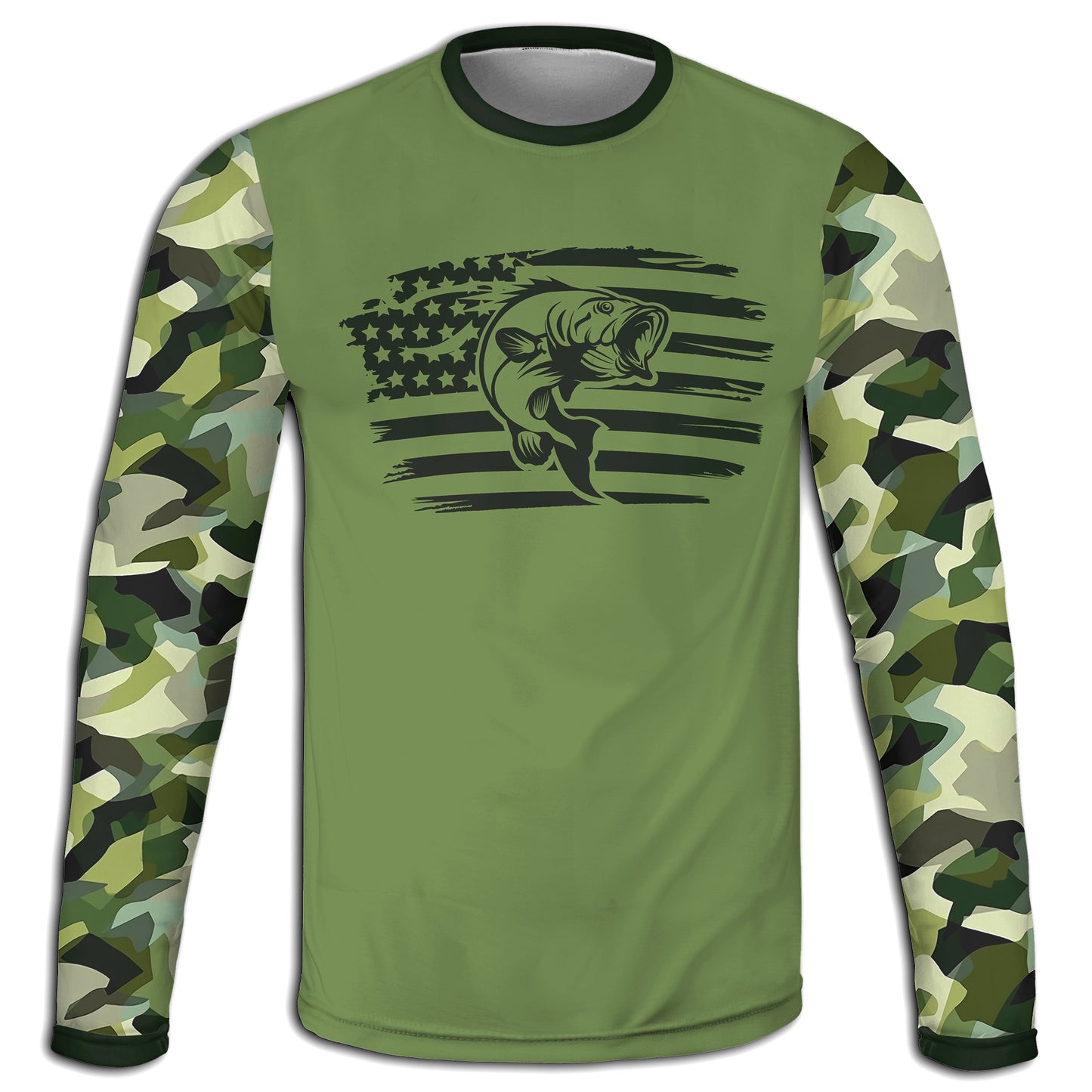 Men's Bass Fishing Flag CAMO HOODIE / T-SHIRT / LONG SLEEVE TEE / PULLOVER / SWEATSHIRT