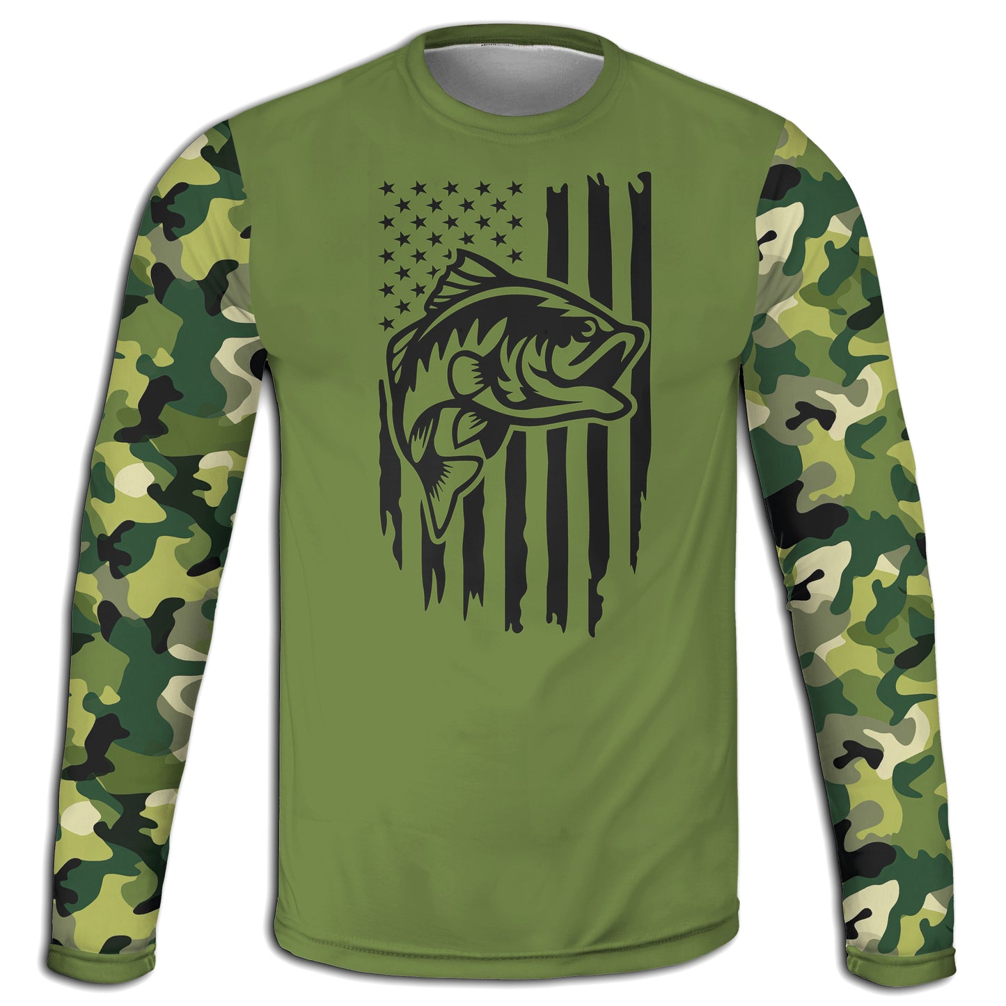 Men's Bass Fishing Flag CAMO HOODIE / T-SHIRT / LONG SLEEVE TEE / PULLOVER / SWEATSHIRT