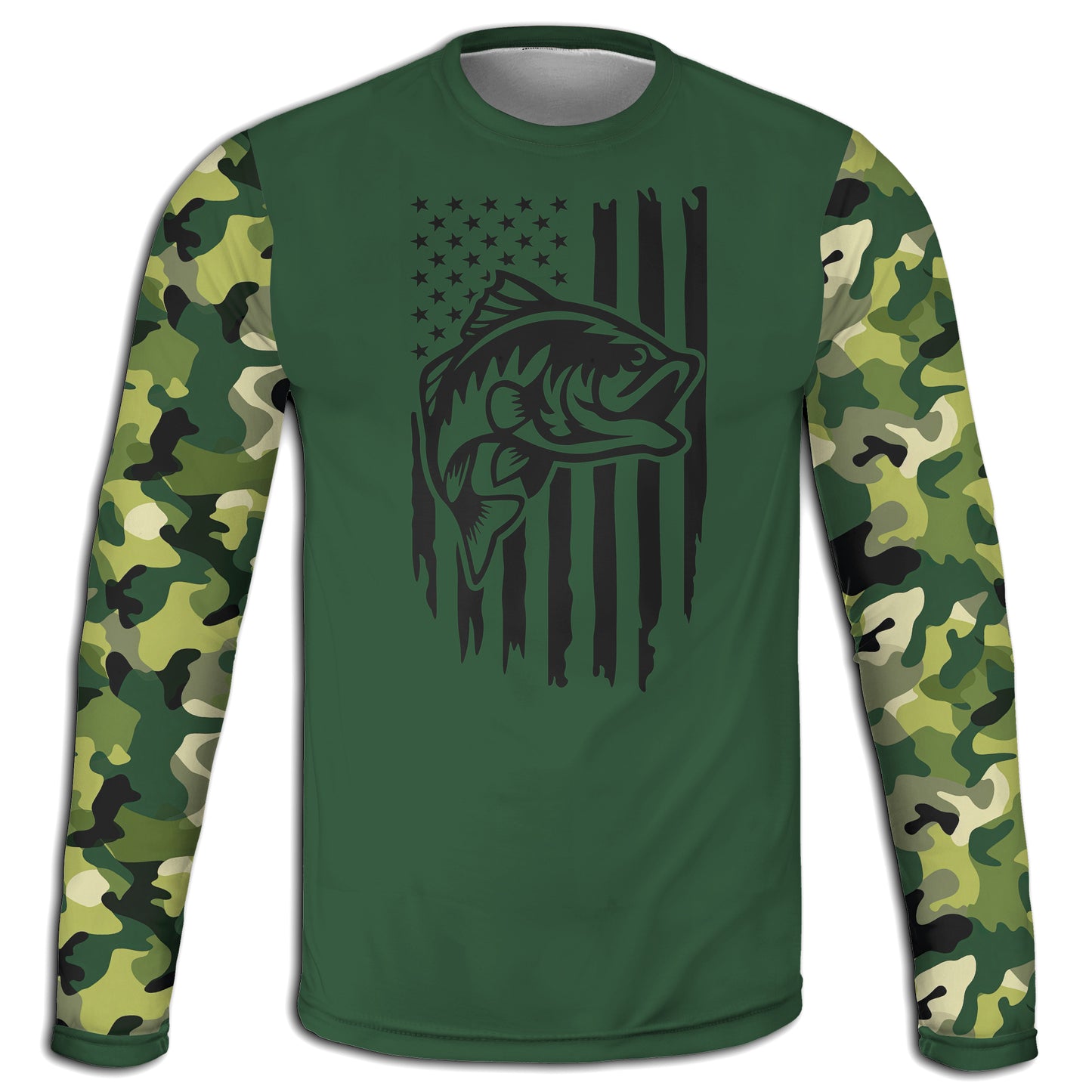 Men's Bass Fishing Flag CAMO HOODIE / T-SHIRT / LONG SLEEVE TEE / PULLOVER / SWEATSHIRT