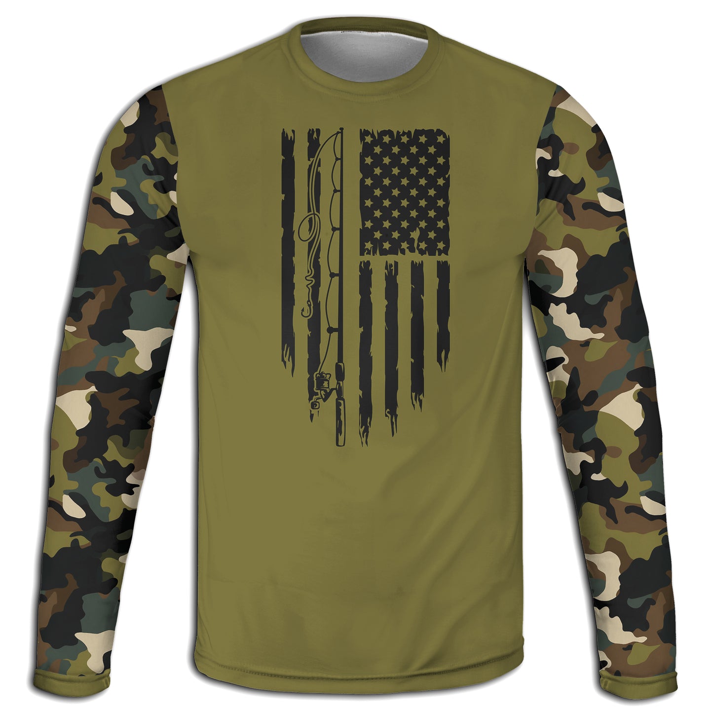 Men's Fishing Pole Flag CAMO HOODIE / T-SHIRT / LONG SLEEVE TEE / PULLOVER / SWEATSHIRT