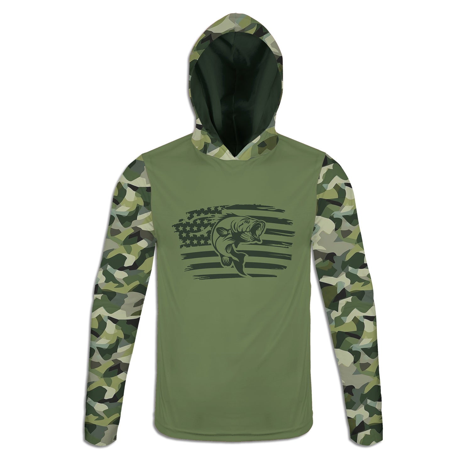 Men's Bass Fishing Flag CAMO HOODIE / T-SHIRT / LONG SLEEVE TEE / PULLOVER / SWEATSHIRT
