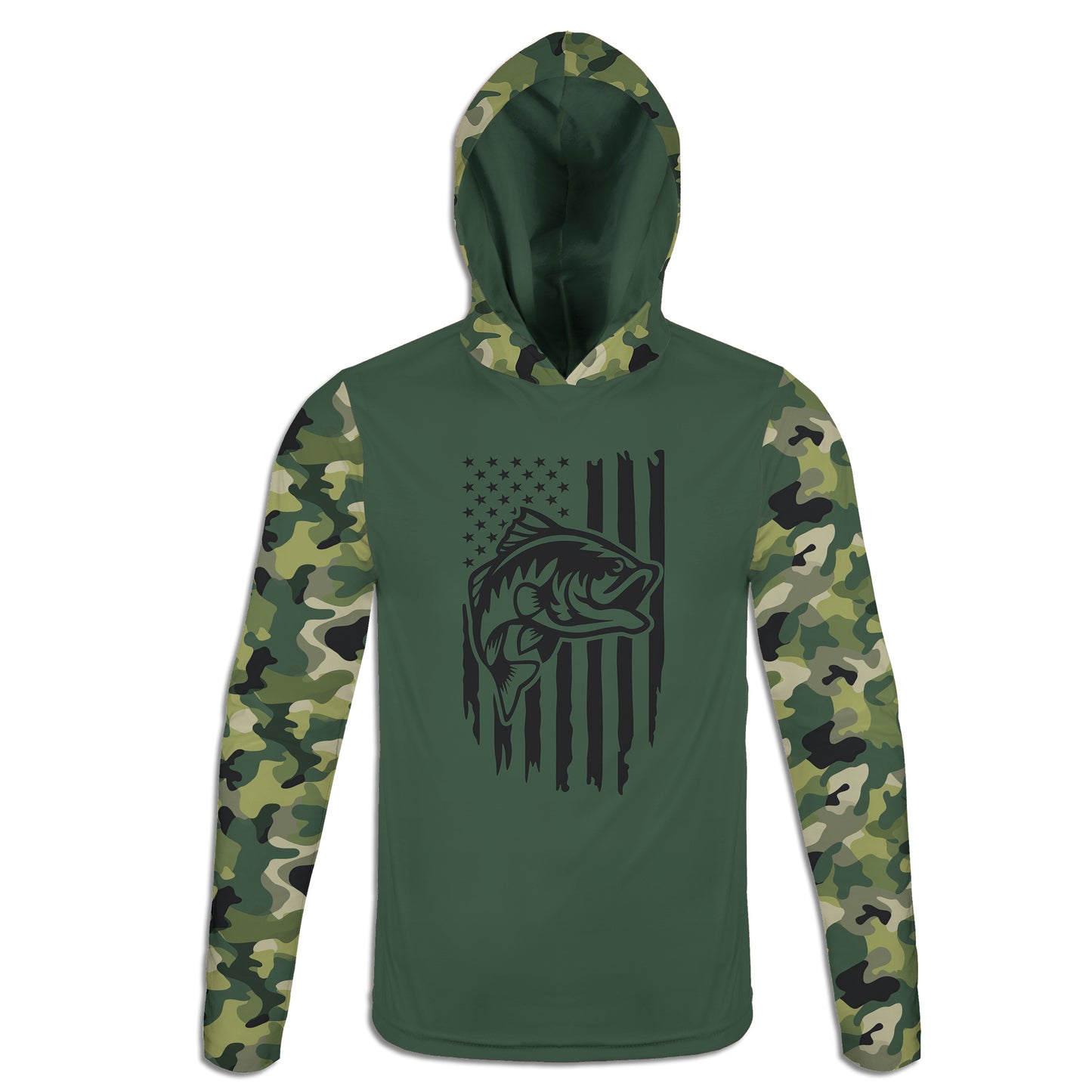Men's Bass Fishing Flag CAMO HOODIE / T-SHIRT / LONG SLEEVE TEE / PULLOVER / SWEATSHIRT