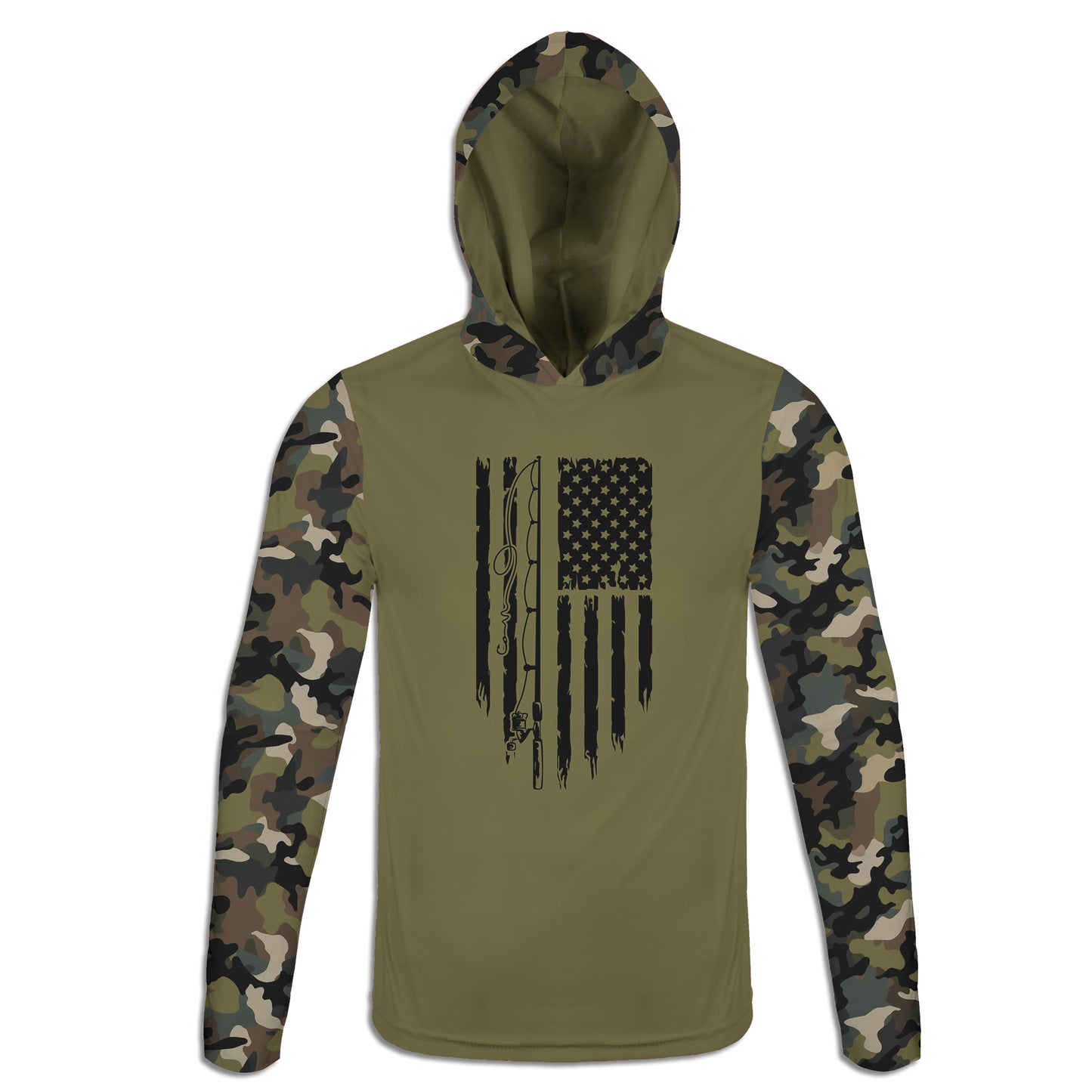 Men's Fishing Pole Flag CAMO HOODIE / T-SHIRT / LONG SLEEVE TEE / PULLOVER / SWEATSHIRT