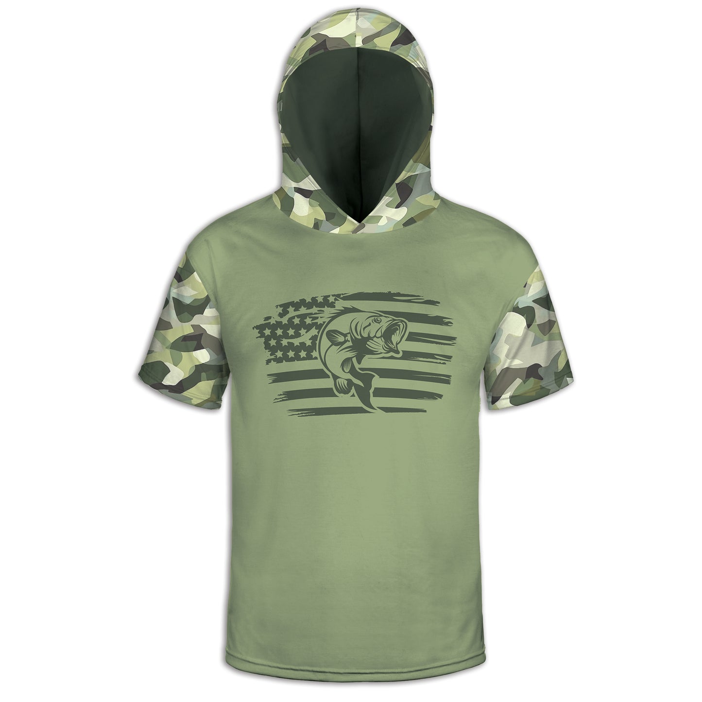 Men's Bass Fishing Flag CAMO HOODIE / T-SHIRT / LONG SLEEVE TEE / PULLOVER / SWEATSHIRT