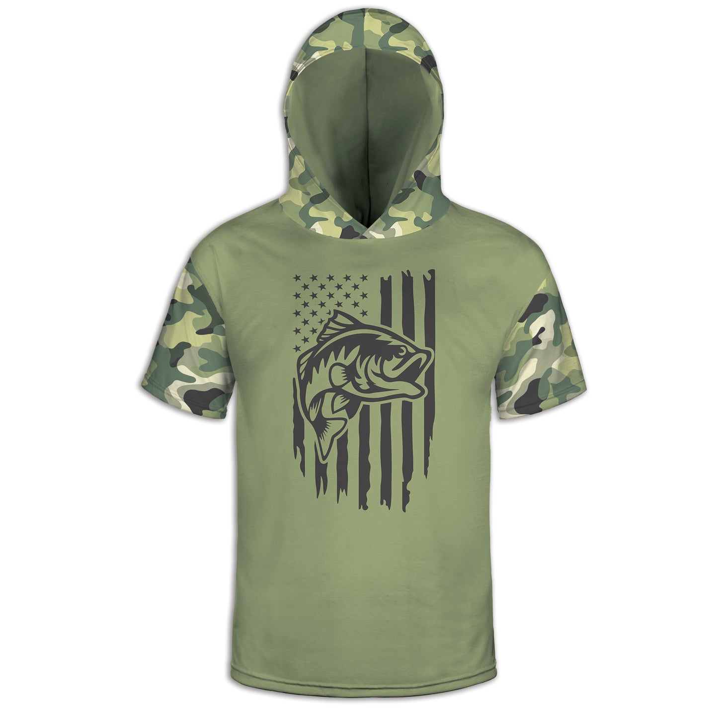 Men's Bass Fishing Flag CAMO HOODIE / T-SHIRT / LONG SLEEVE TEE / PULLOVER / SWEATSHIRT