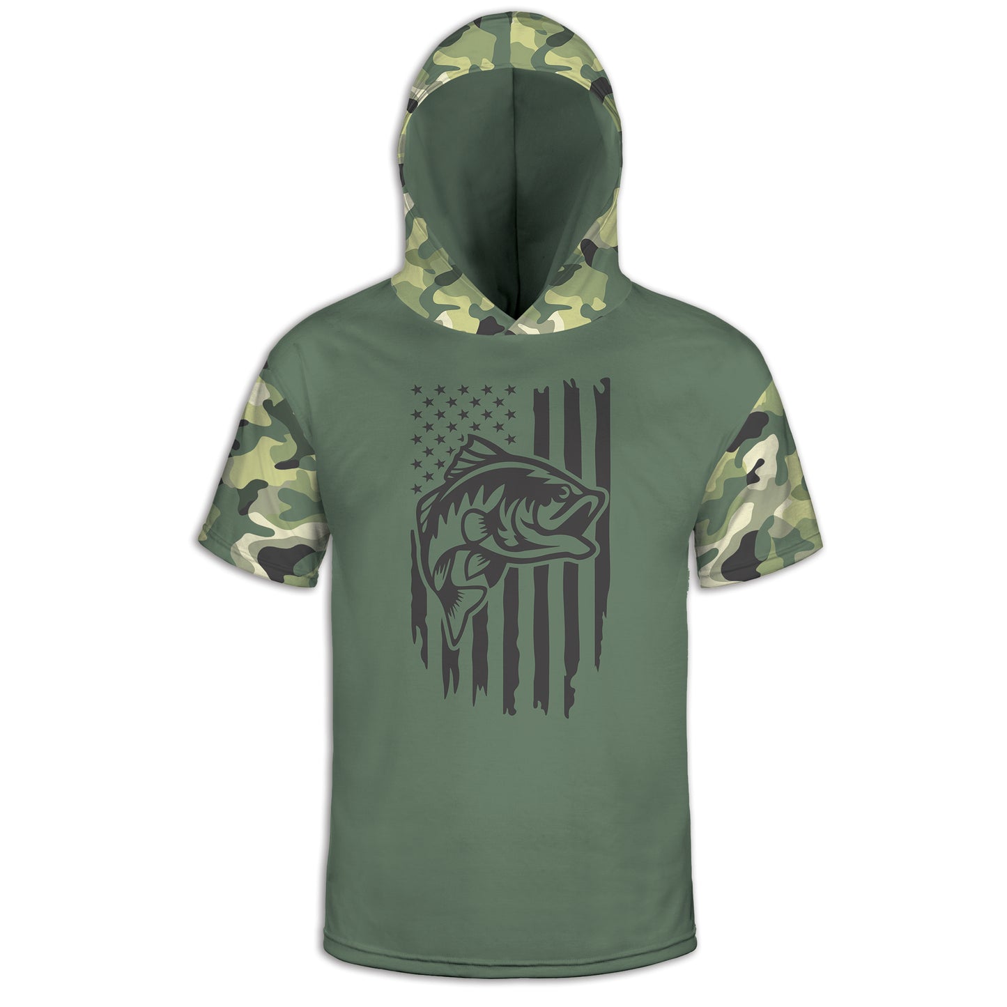 Men's Bass Fishing Flag CAMO HOODIE / T-SHIRT / LONG SLEEVE TEE / PULLOVER / SWEATSHIRT