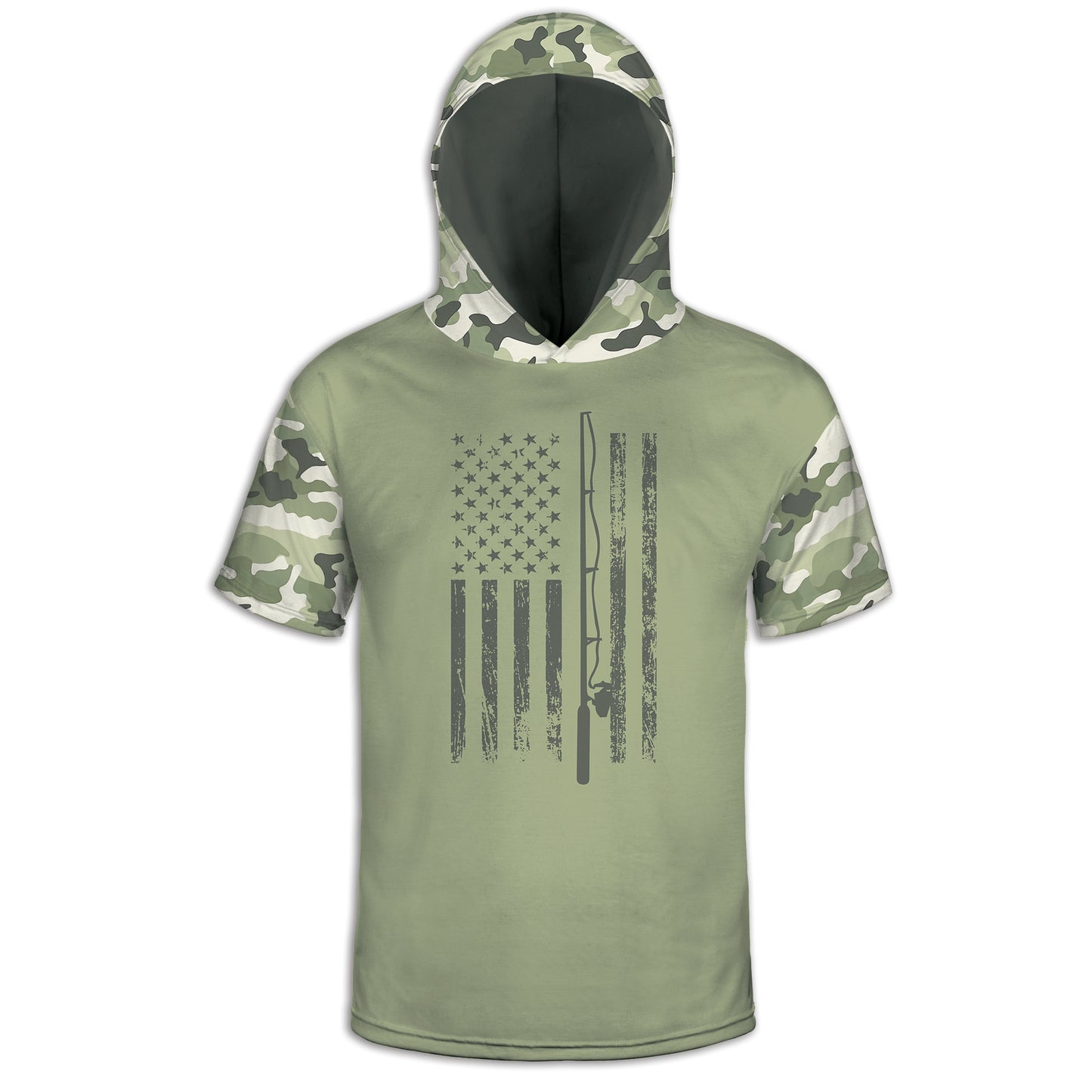 Men's Fishing Pole Flag CAMO HOODIE / T-SHIRT / LONG SLEEVE TEE / PULLOVER / SWEATSHIRT