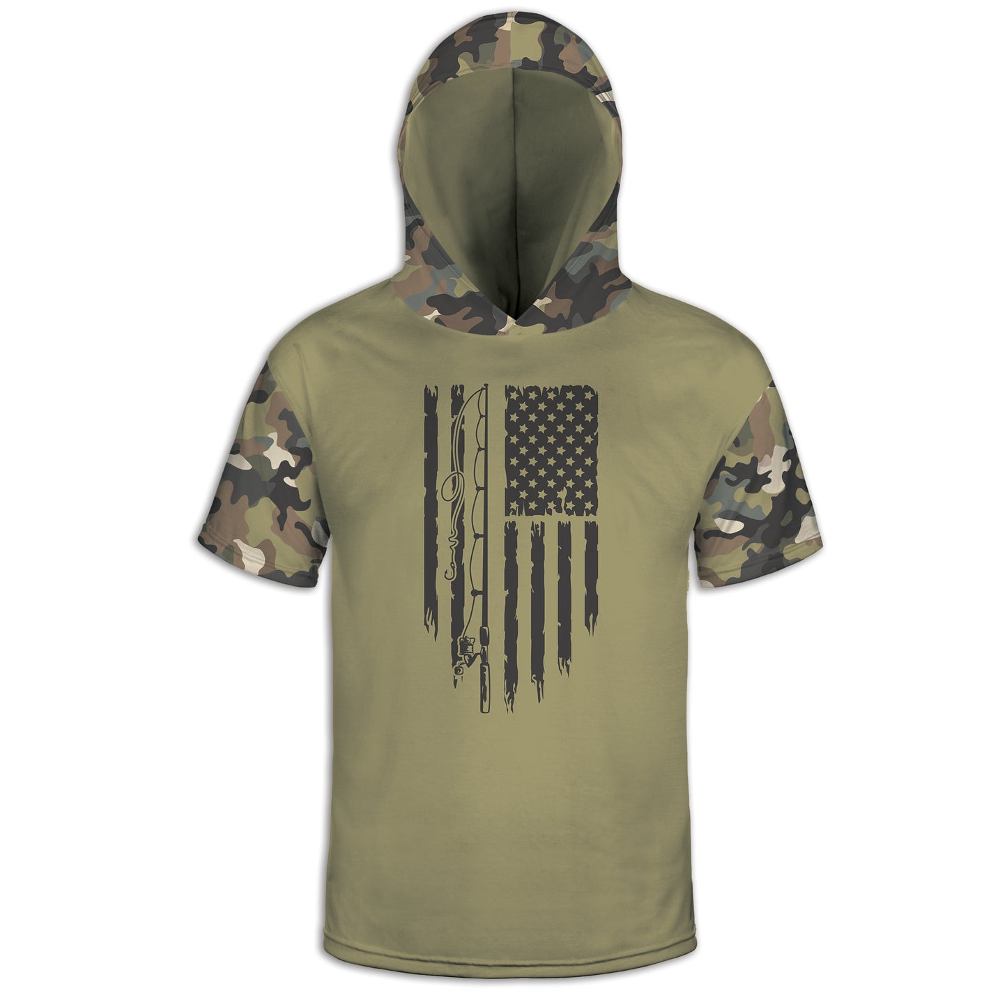 Men's Fishing Pole Flag CAMO HOODIE / T-SHIRT / LONG SLEEVE TEE / PULLOVER / SWEATSHIRT