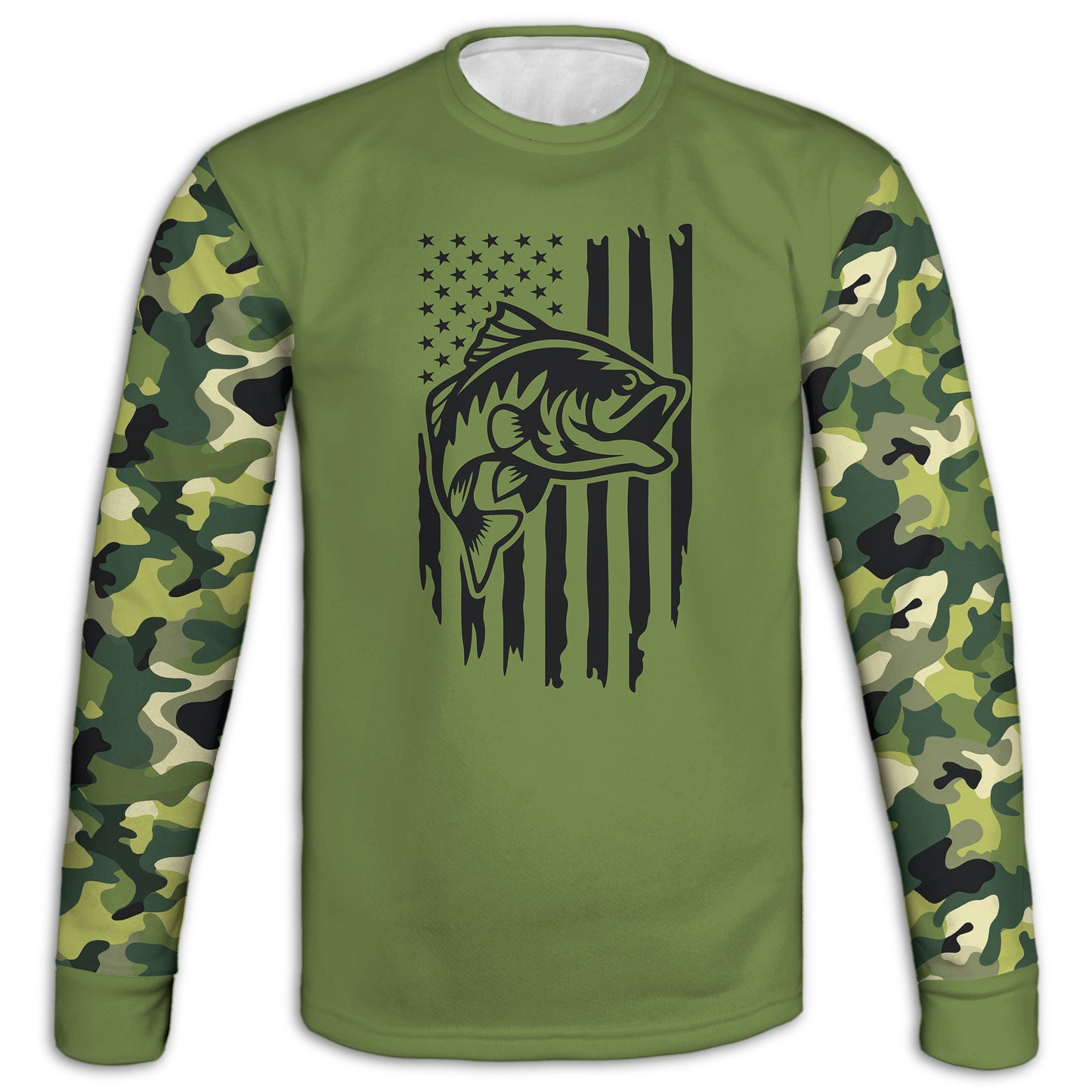 Men's Bass Fishing Flag CAMO HOODIE / T-SHIRT / LONG SLEEVE TEE / PULLOVER / SWEATSHIRT