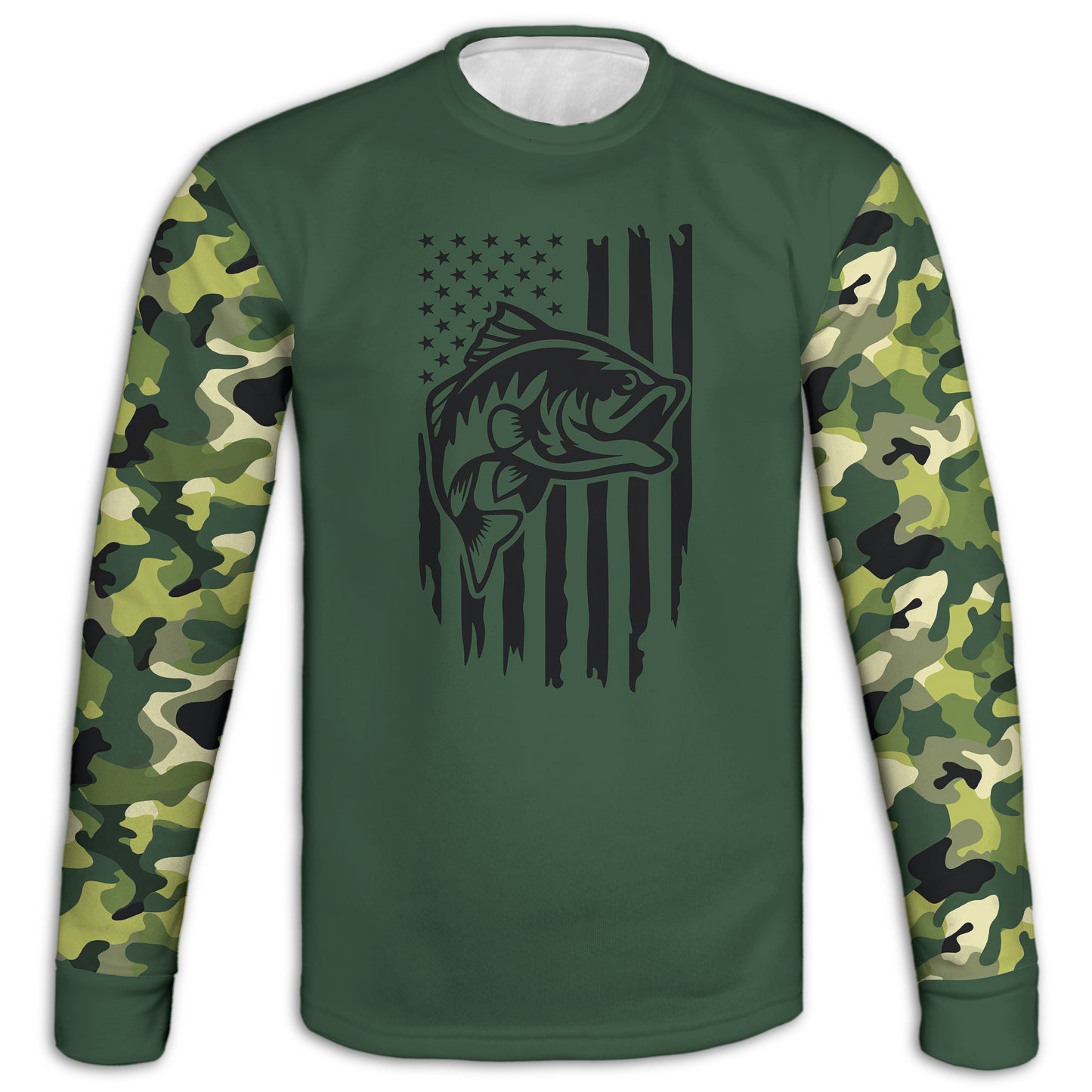 Men's Bass Fishing Flag CAMO HOODIE / T-SHIRT / LONG SLEEVE TEE / PULLOVER / SWEATSHIRT