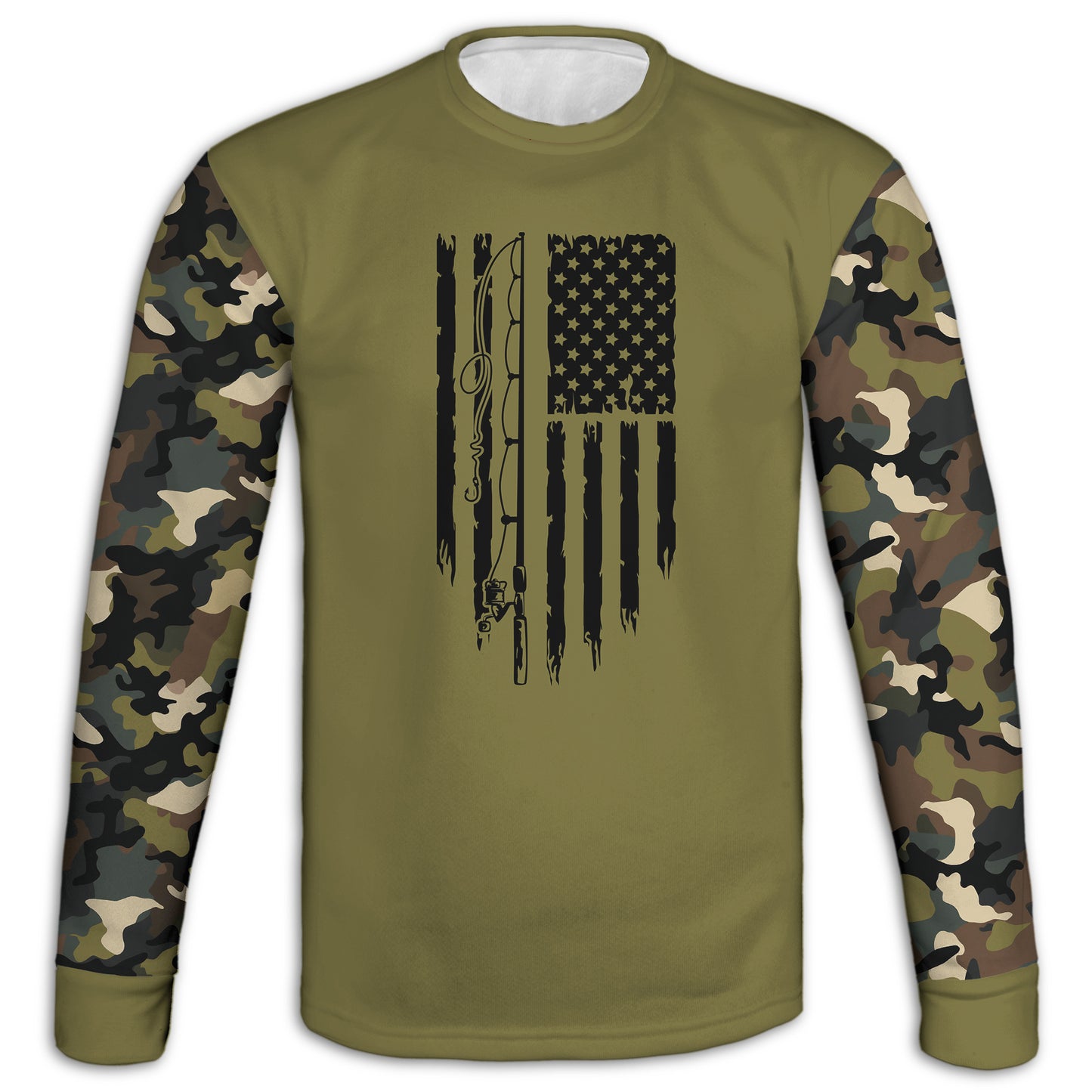 Men's Fishing Pole Flag CAMO HOODIE / T-SHIRT / LONG SLEEVE TEE / PULLOVER / SWEATSHIRT