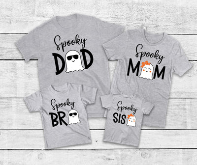 Spooky Ghost Family - Grey Hallowen T-Shirts