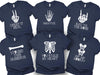 Skeleton Group / Family Navy Blue Halloween T-Shirts