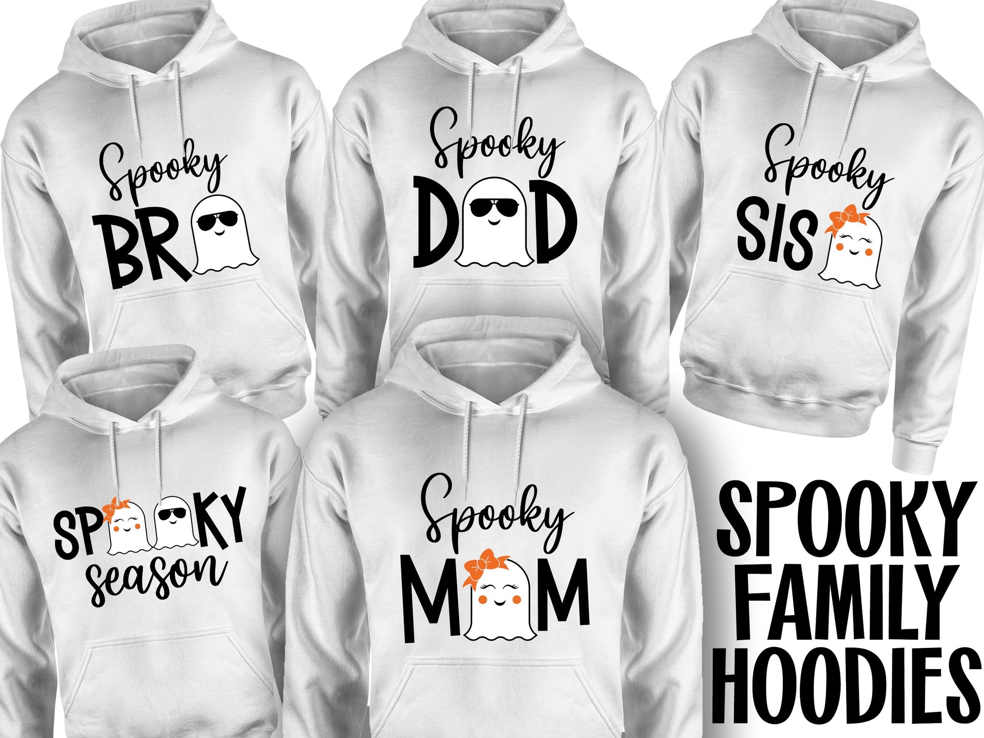 Spooky Ghost Family - White Halloween Hoodies