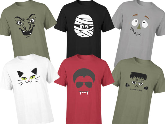 Halloween Faces - Cotton T-Shirt - Unisex