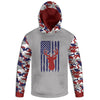 Men's Deer and USA Flag Red White & Blue Camo Hoodie / T-Shirt / Long Sleeve Tee / Pullover / Sweatshirt